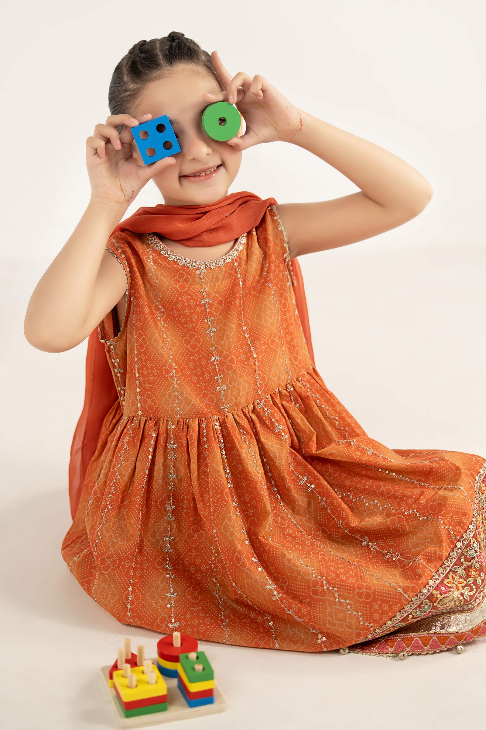 kids-clothes-mkd-ef26-07-orange by Maria B Kids - Designer Dress  - Type : KidsClothes - Available at Libasekhas UK - 100% Original 