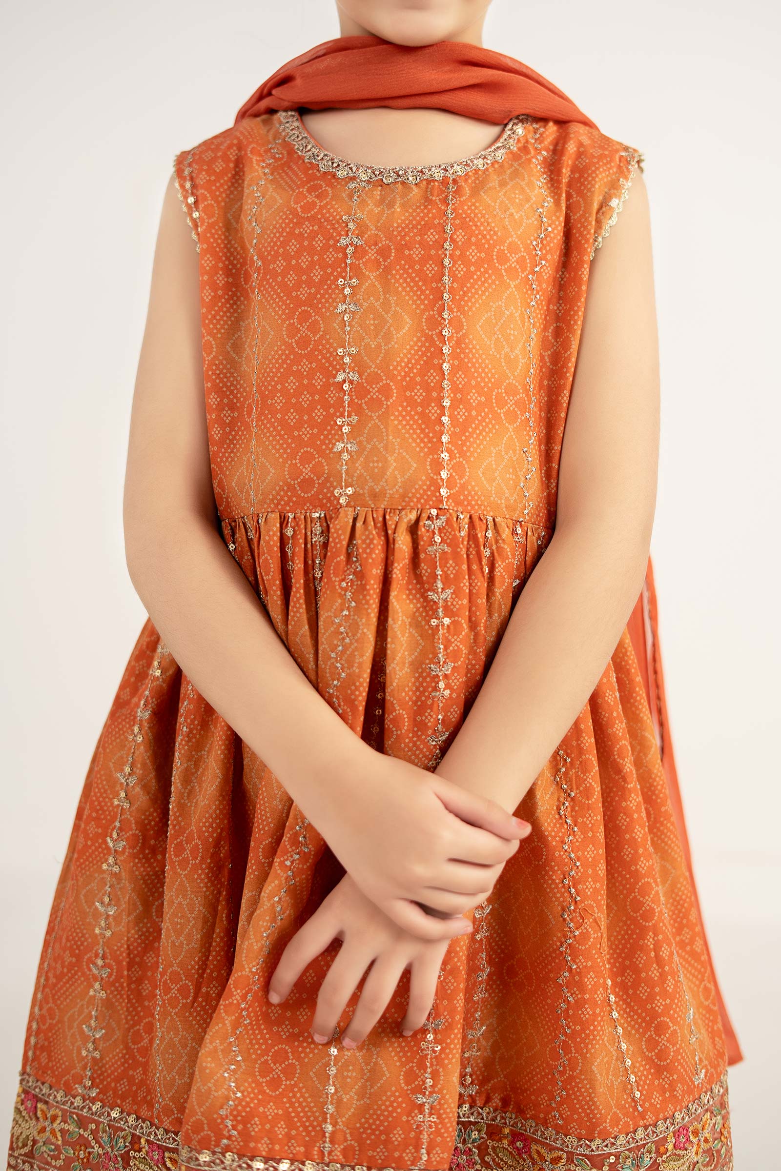 kids-clothes-mkd-ef26-07-orange by Maria B Kids - Designer Dress  - Type : KidsClothes - Available at Libasekhas UK - 100% Original 
