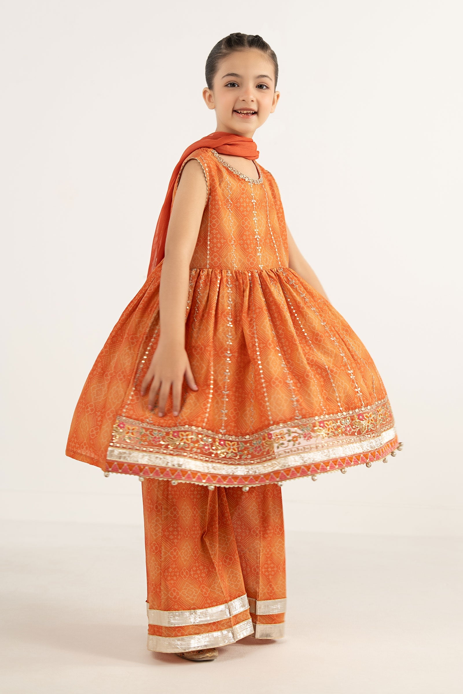 kids-clothes-mkd-ef26-07-orange by Maria B Kids - Designer Dress  - Type : KidsClothes - Available at Libasekhas UK - 100% Original 