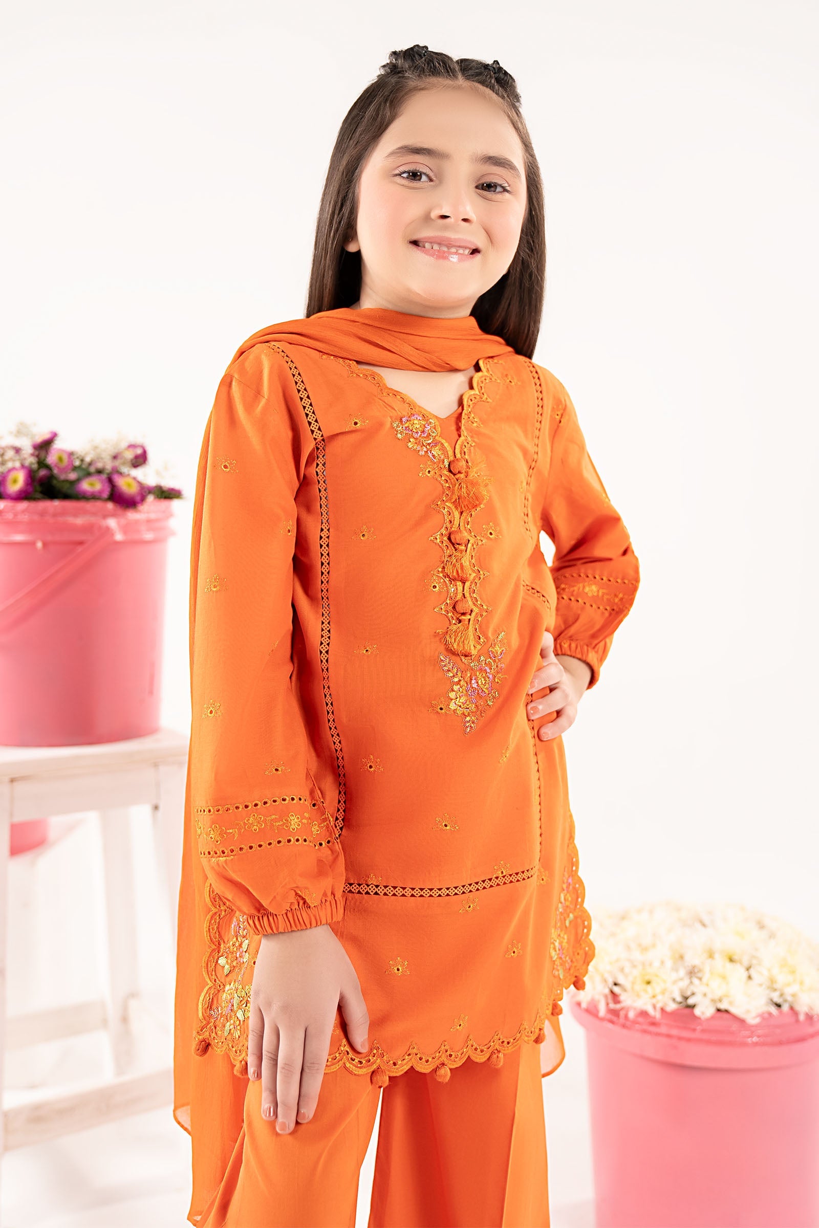 kids-clothes-mkd-ef26-11-orange by Maria B Kids - Designer Dress  - Type : KidsClothes - Available at Libasekhas UK - 100% Original 