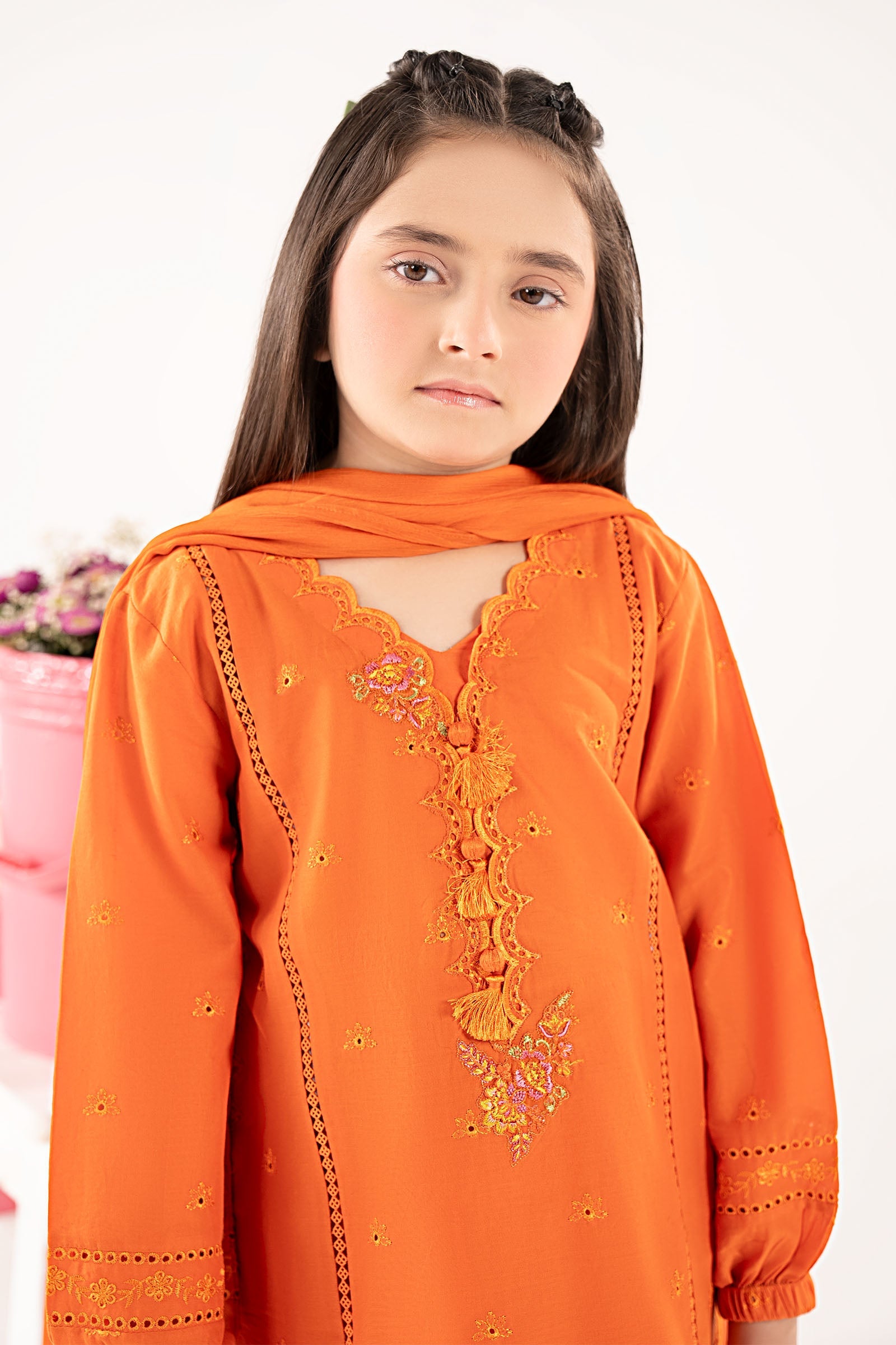 kids-clothes-mkd-ef26-11-orange by Maria B Kids - Designer Dress  - Type : KidsClothes - Available at Libasekhas UK - 100% Original 