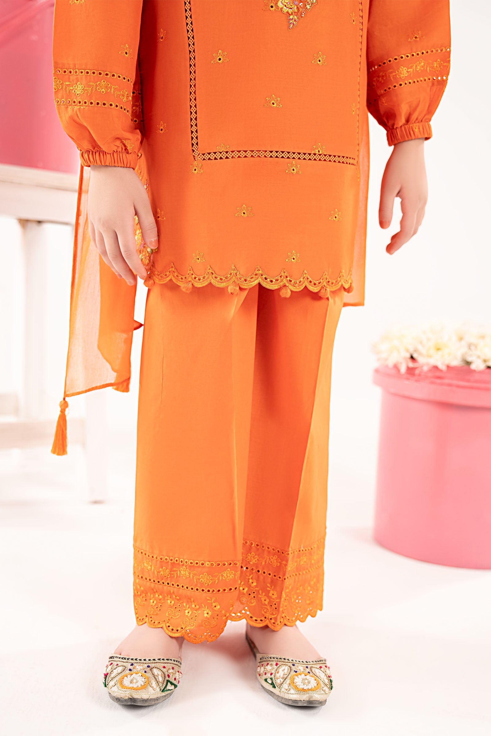 kids-clothes-mkd-ef26-11-orange by Maria B Kids - Designer Dress  - Type : KidsClothes - Available at Libasekhas UK - 100% Original 