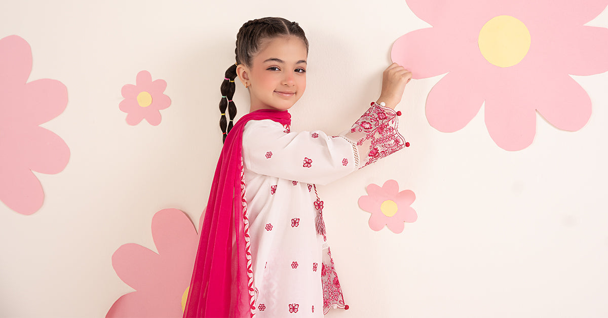 kids-clothes-mkd-ea26-14-white-and-pink by Maria B Kids - Designer Dress  - Type : KidsClothes - Available at Libasekhas UK - 100% Original 