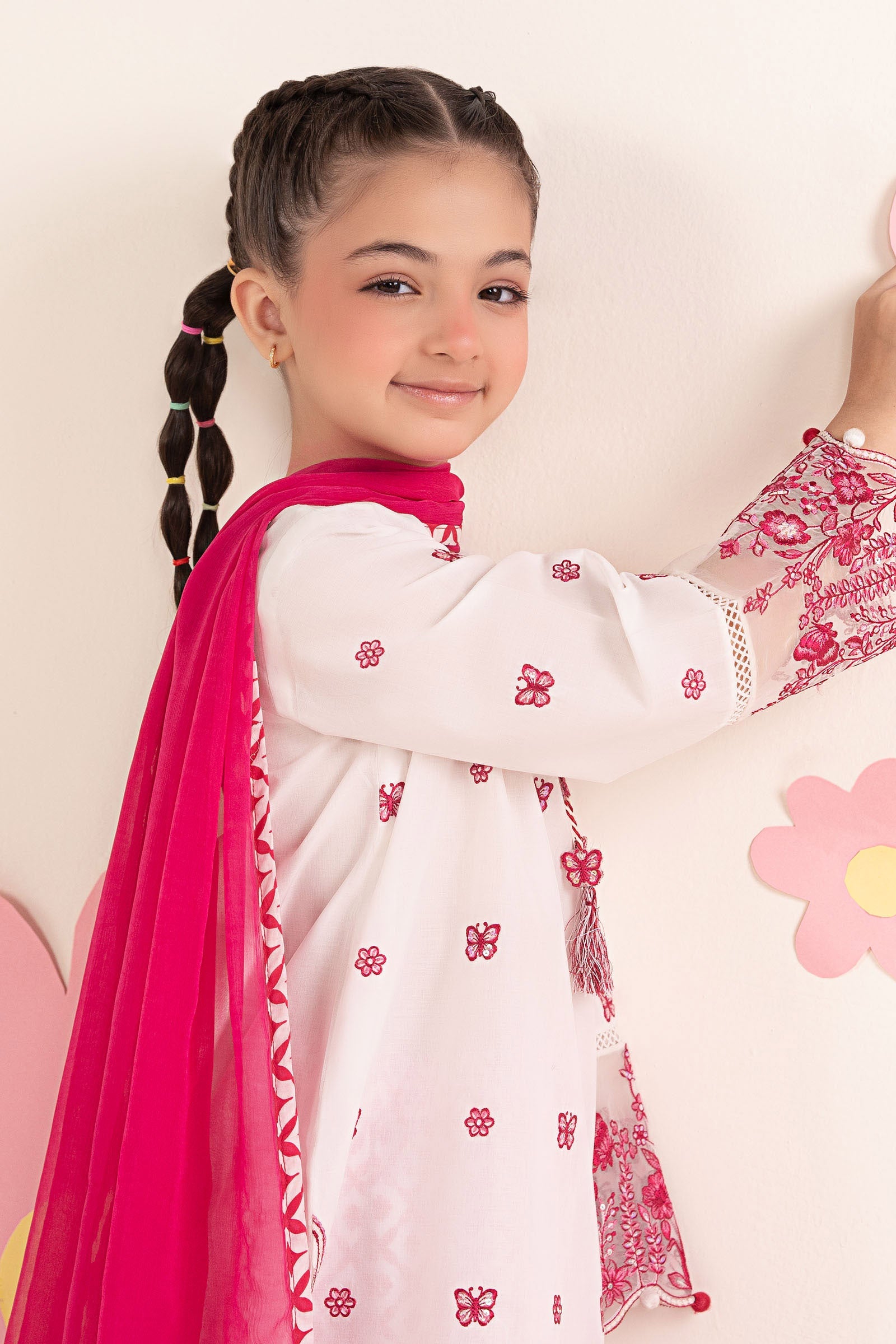 kids-clothes-mkd-ea26-14-white-and-pink by Maria B Kids - Designer Dress  - Type : KidsClothes - Available at Libasekhas UK - 100% Original 