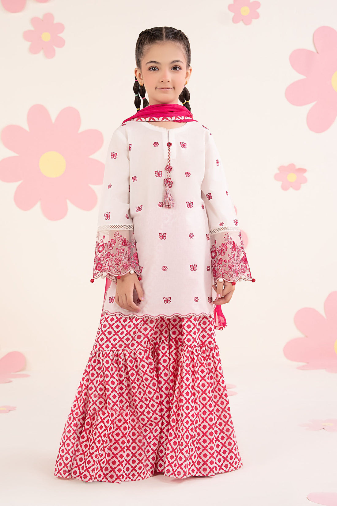kids-clothes-mkd-ea26-14-white-and-pink by Maria B Kids - Designer Dress  - Type : KidsClothes - Available at Libasekhas UK - 100% Original 