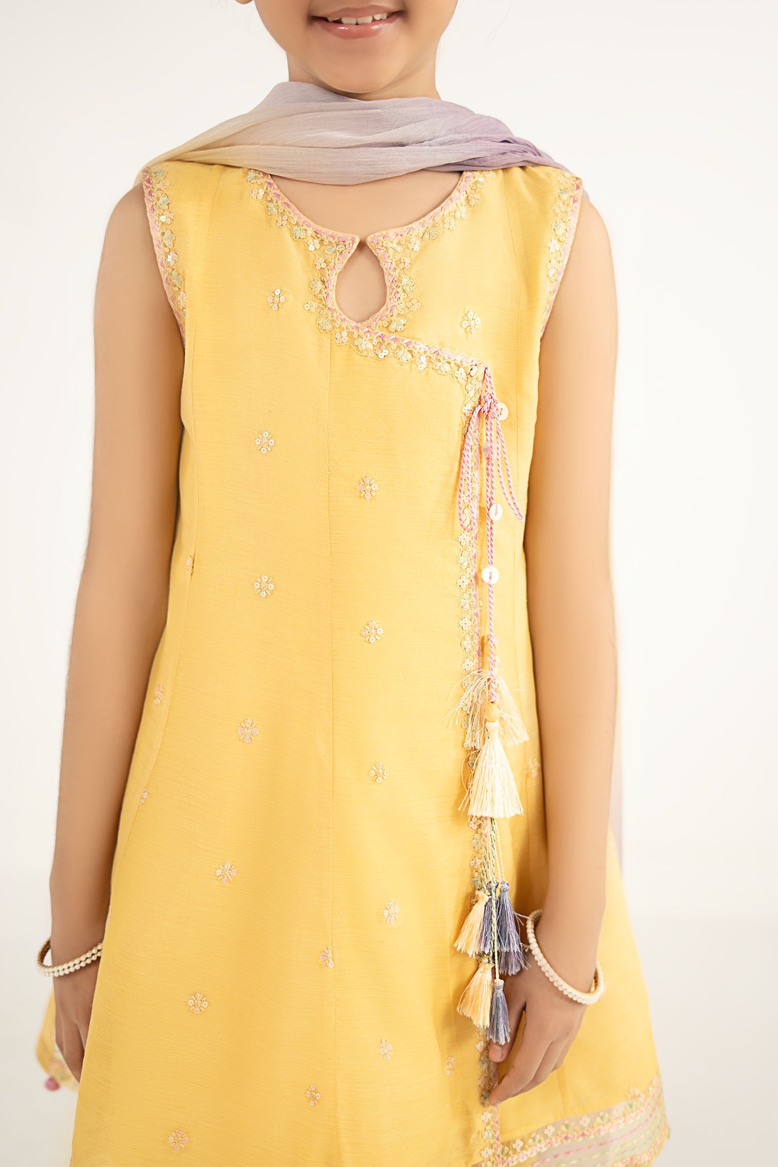 kids-clothes-mkd-ef26-14-yellow by Maria B Kids - Designer Dress  - Type : KidsClothes - Available at Libasekhas UK - 100% Original 