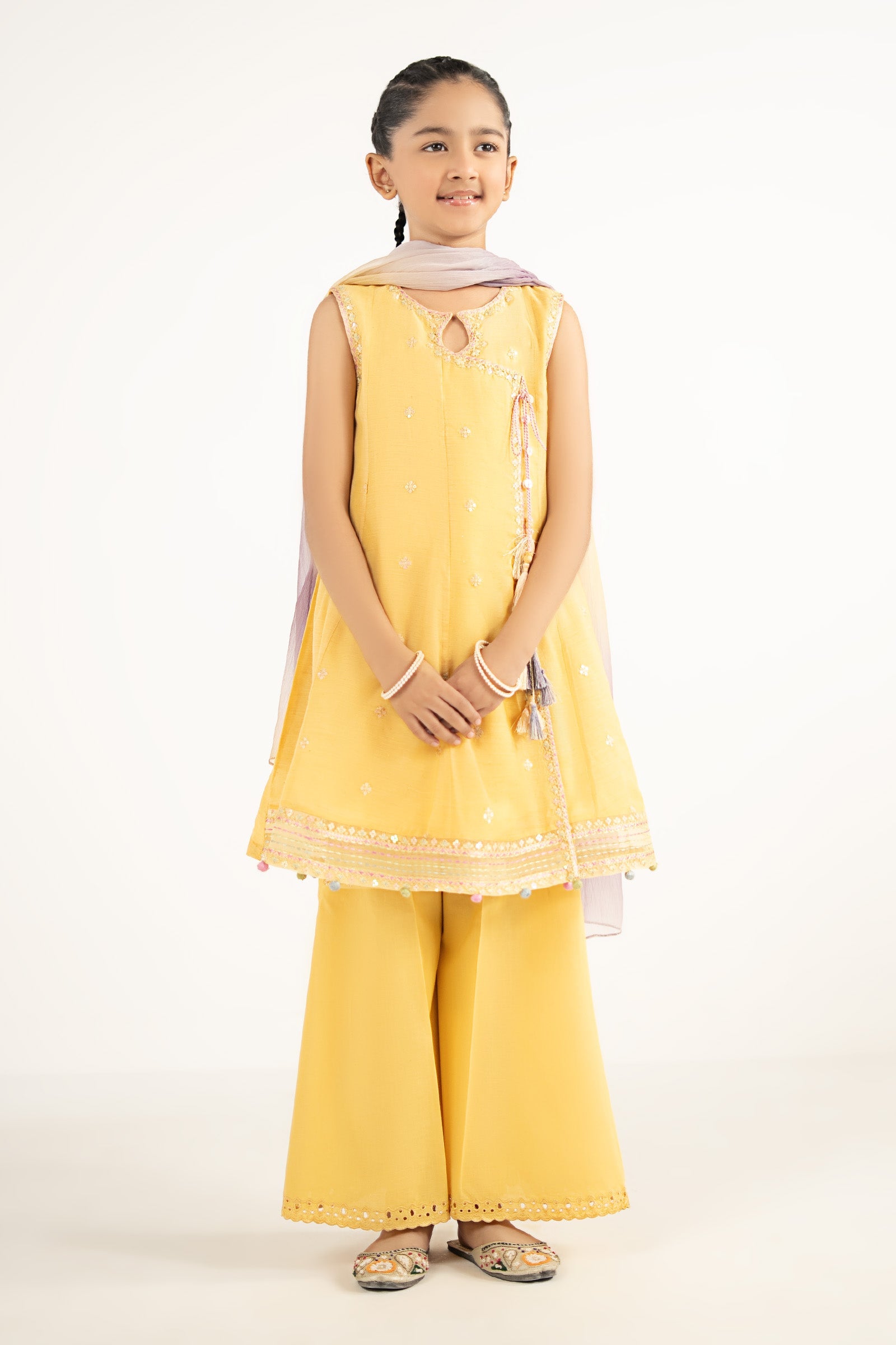 kids-clothes-mkd-ef26-14-yellow by Maria B Kids - Designer Dress  - Type : KidsClothes - Available at Libasekhas UK - 100% Original 