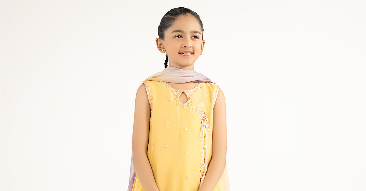 kids-clothes-mkd-ef26-14-yellow by Maria B Kids - Designer Dress  - Type : KidsClothes - Available at Libasekhas UK - 100% Original 