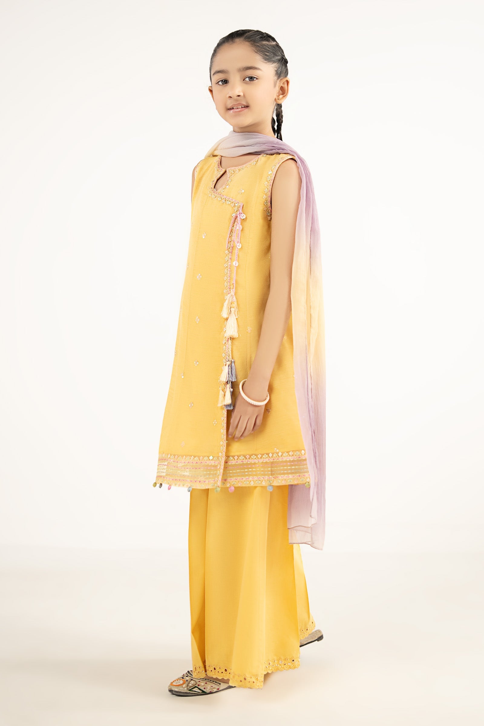 kids-clothes-mkd-ef26-14-yellow by Maria B Kids - Designer Dress  - Type : KidsClothes - Available at Libasekhas UK - 100% Original 