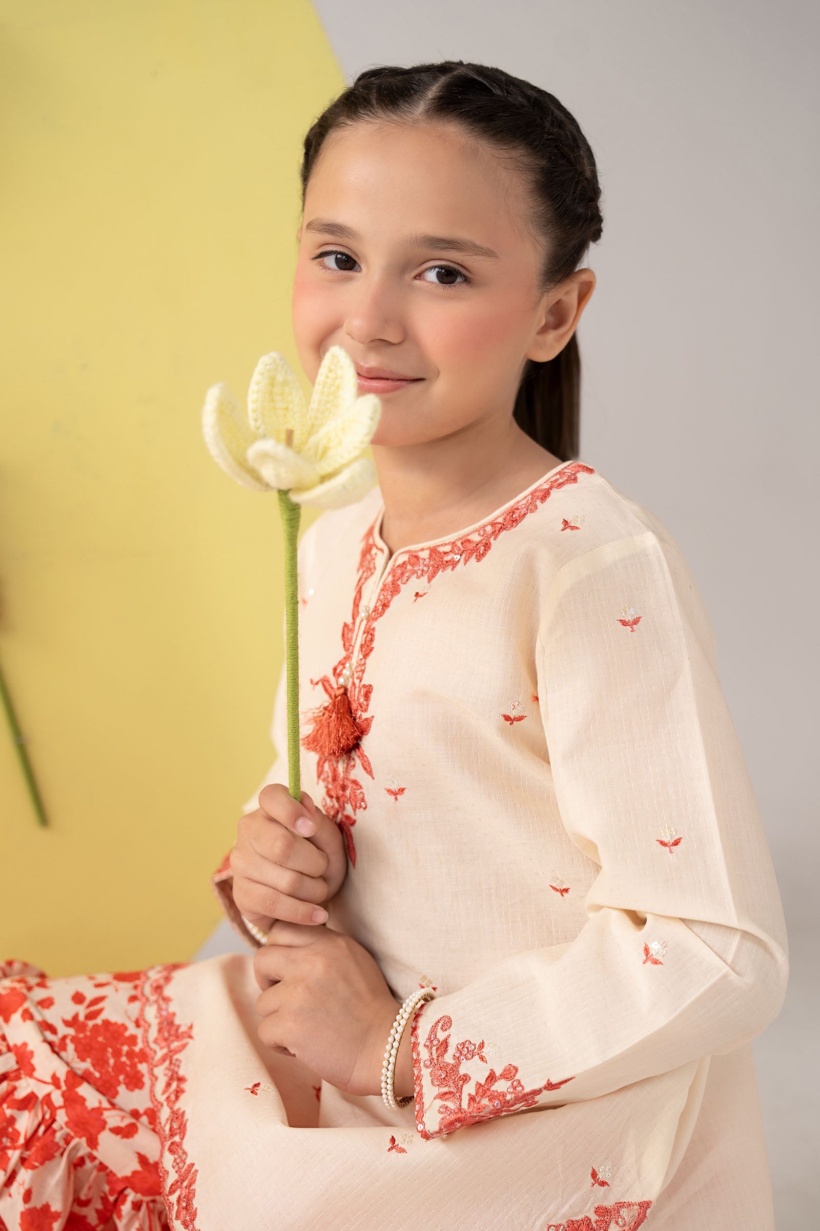 kids-clothes-mkd-ef26-15-off-white by Maria B Kids - Designer Dress  - Type : KidsClothes - Available at Libasekhas UK - 100% Original 