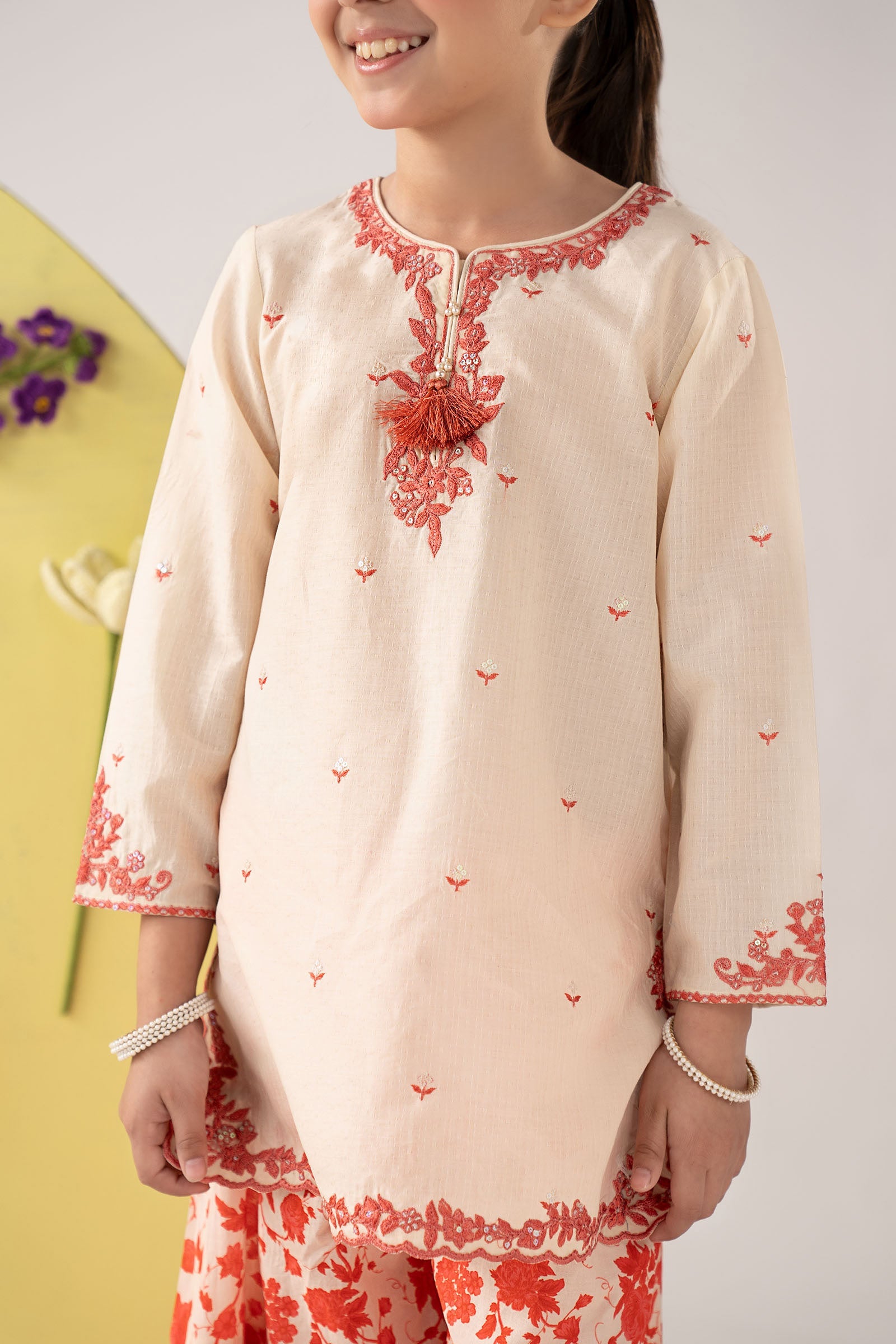 kids-clothes-mkd-ef26-15-off-white by Maria B Kids - Designer Dress  - Type : KidsClothes - Available at Libasekhas UK - 100% Original 