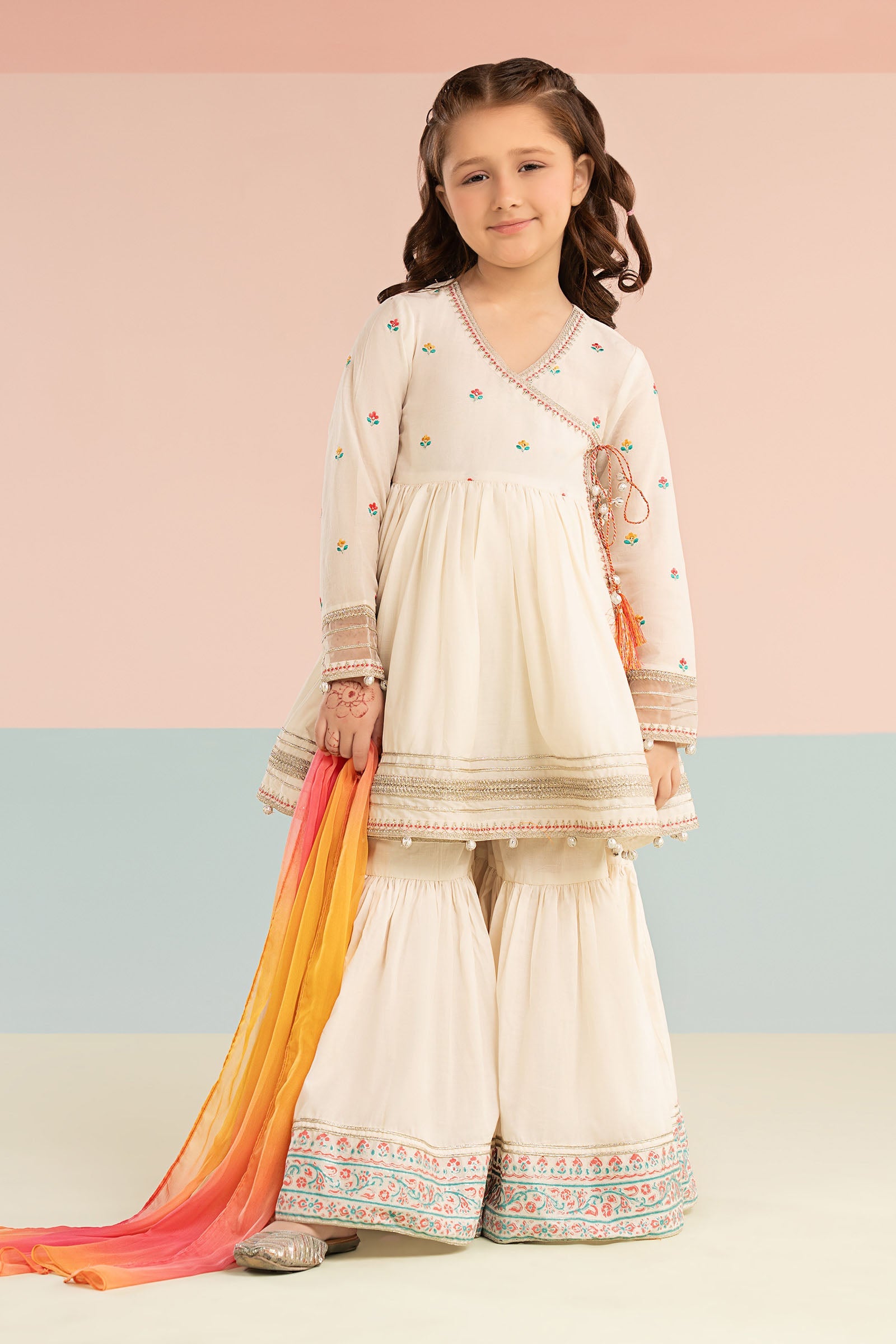 kids-clothes-mkd-ef26-17-off-white by Maria B Kids - Designer Dress  - Type : KidsClothes - Available at Libasekhas UK - 100% Original 