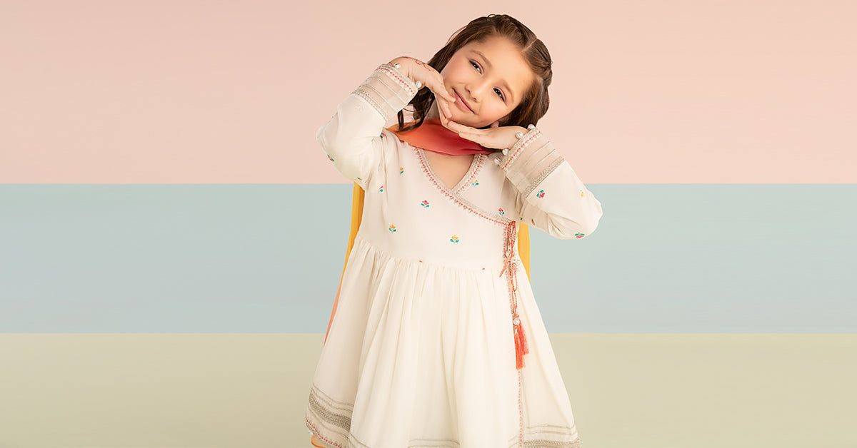 kids-clothes-mkd-ef26-17-off-white by Maria B Kids - Designer Dress  - Type : KidsClothes - Available at Libasekhas UK - 100% Original 