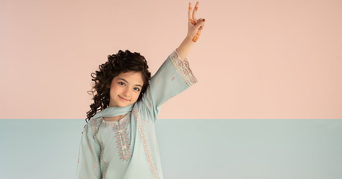 3 Piece Embroidered Lawn Suit - Kids Clothing - available at Maria Faisal in UK and USA.