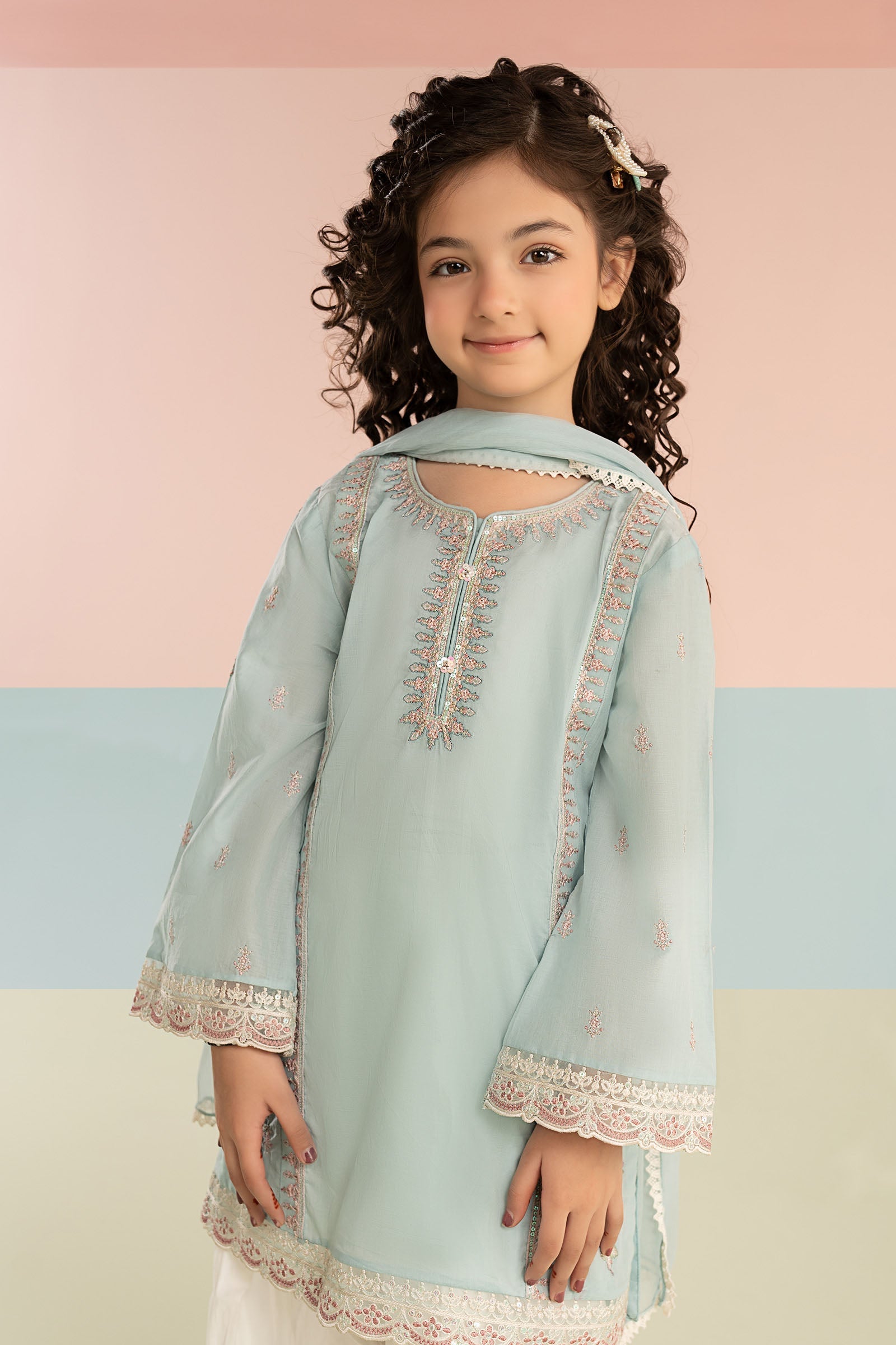 3 Piece Embroidered Lawn Suit - Kids Clothing - available at Maria Faisal in UK and USA.