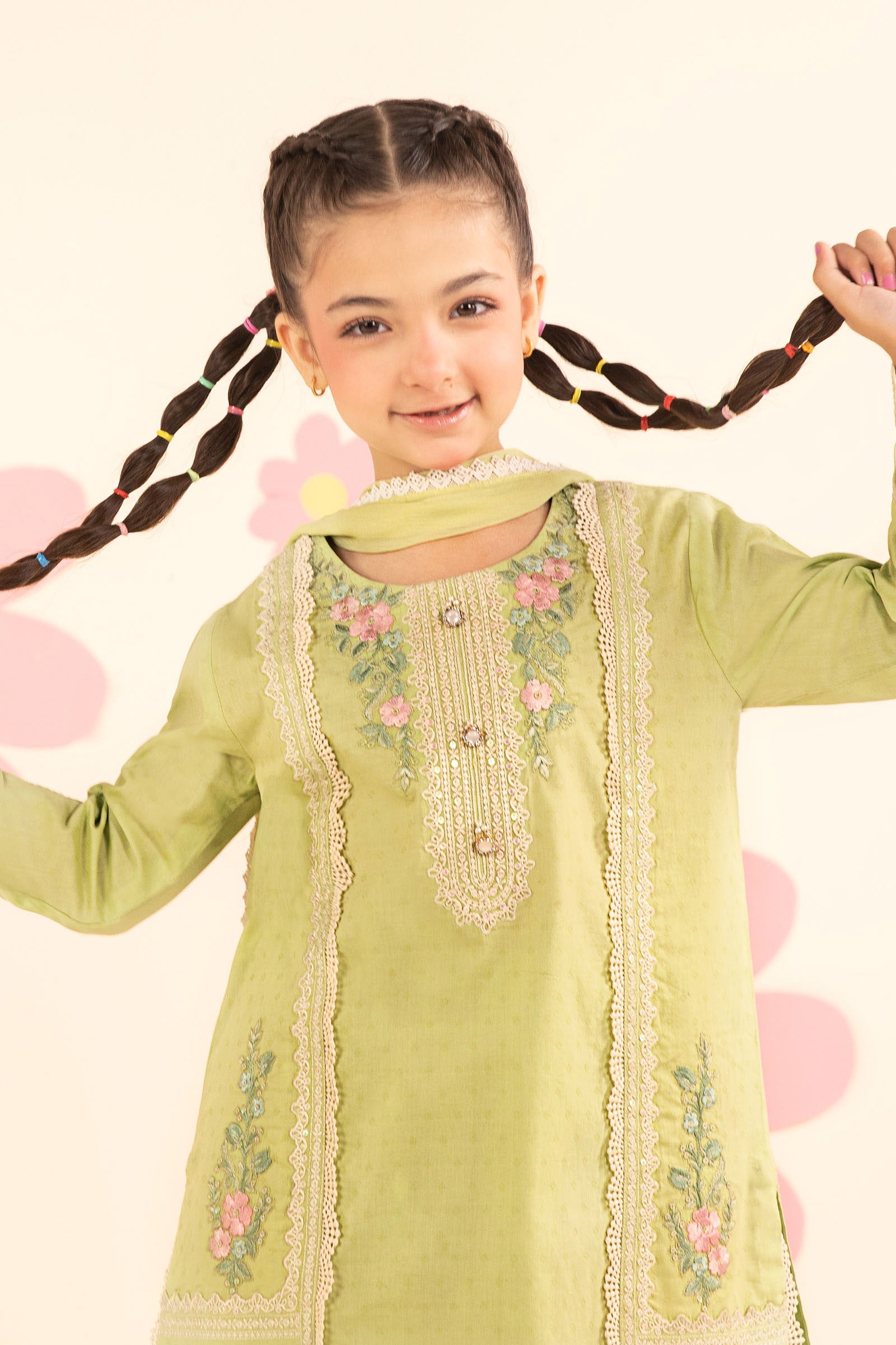 kids-clothes-mkd-ef26-24-green by Maria B Kids - Designer Dress  - Type : KidsClothes - Available at Libasekhas UK - 100% Original 