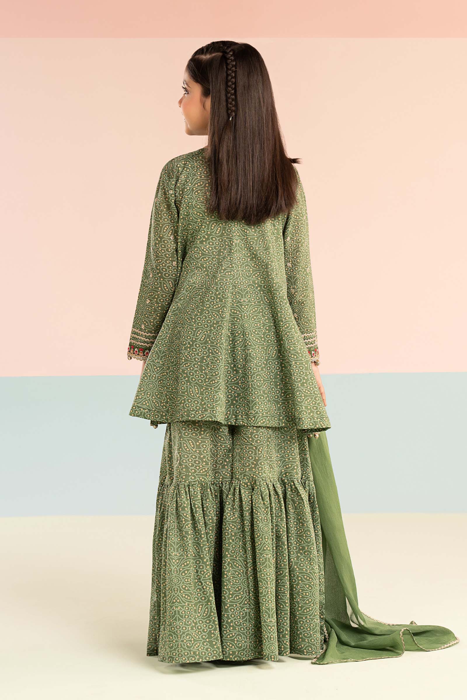 kids-clothes-mkd-ef26-25-green by Maria B Kids - Designer Dress  - Type : KidsClothes - Available at Libasekhas UK - 100% Original 