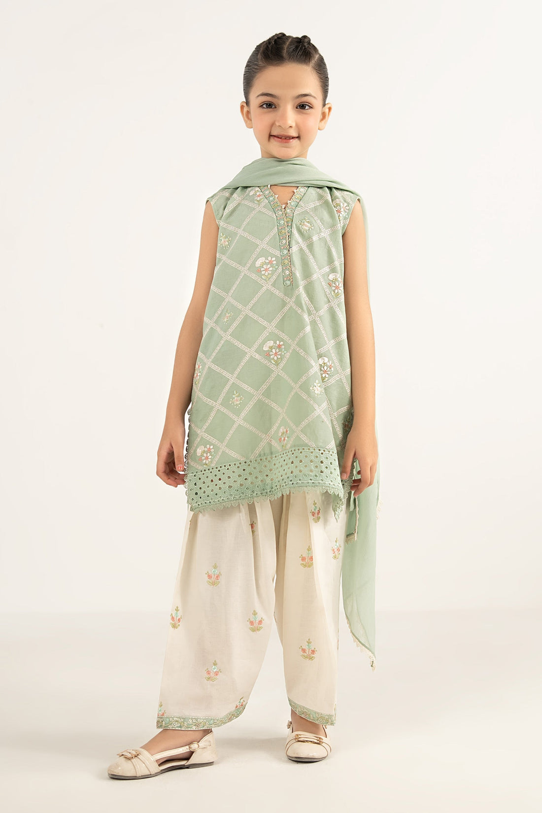 kids-clothes-mkd-ef26-27-ferozi by Maria B Kids - Designer Dress  - Type : KidsClothes - Available at Libasekhas UK - 100% Original 