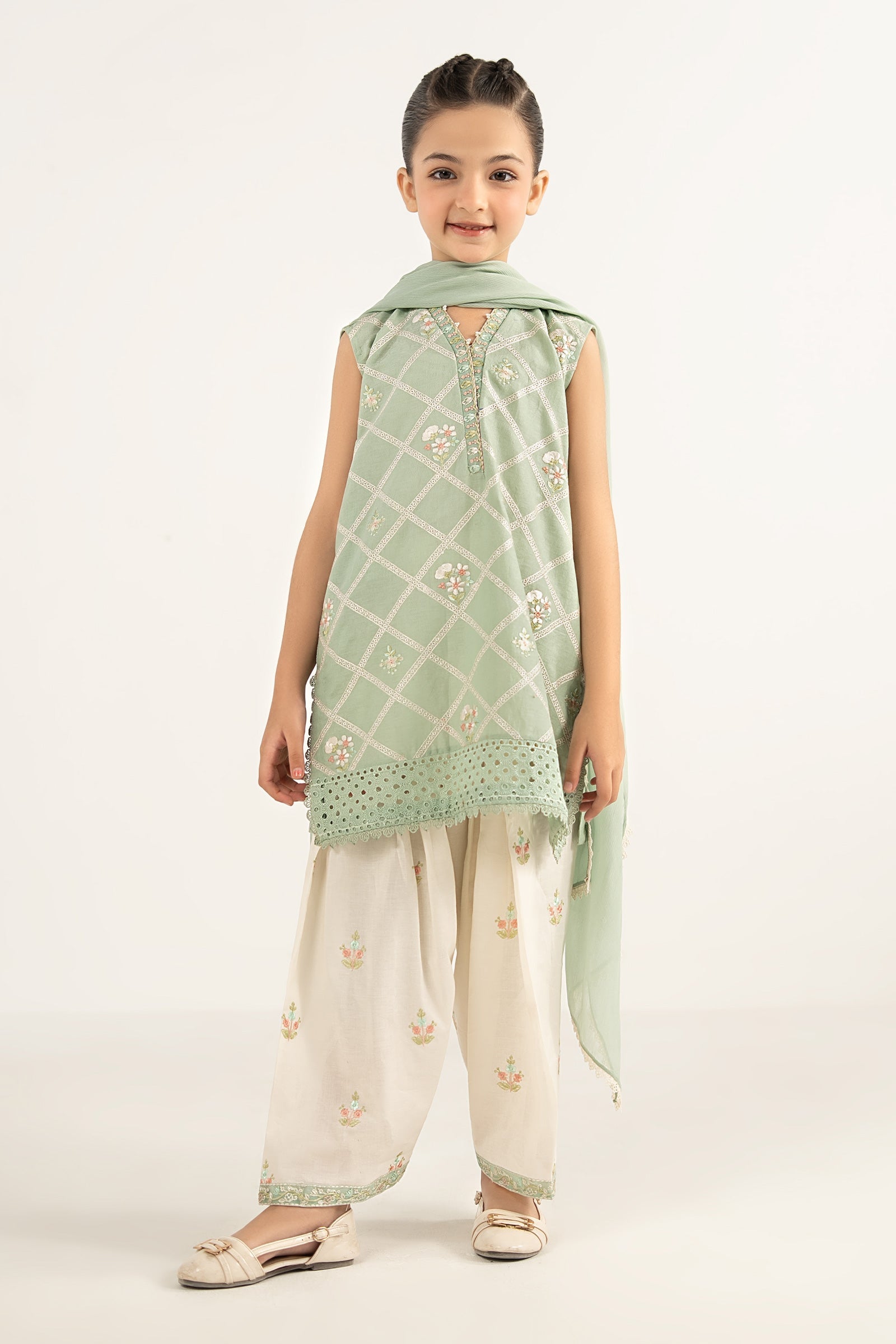 kids-clothes-mkd-ef26-27-ferozi by Maria B Kids - Designer Dress  - Type : KidsClothes - Available at Libasekhas UK - 100% Original 