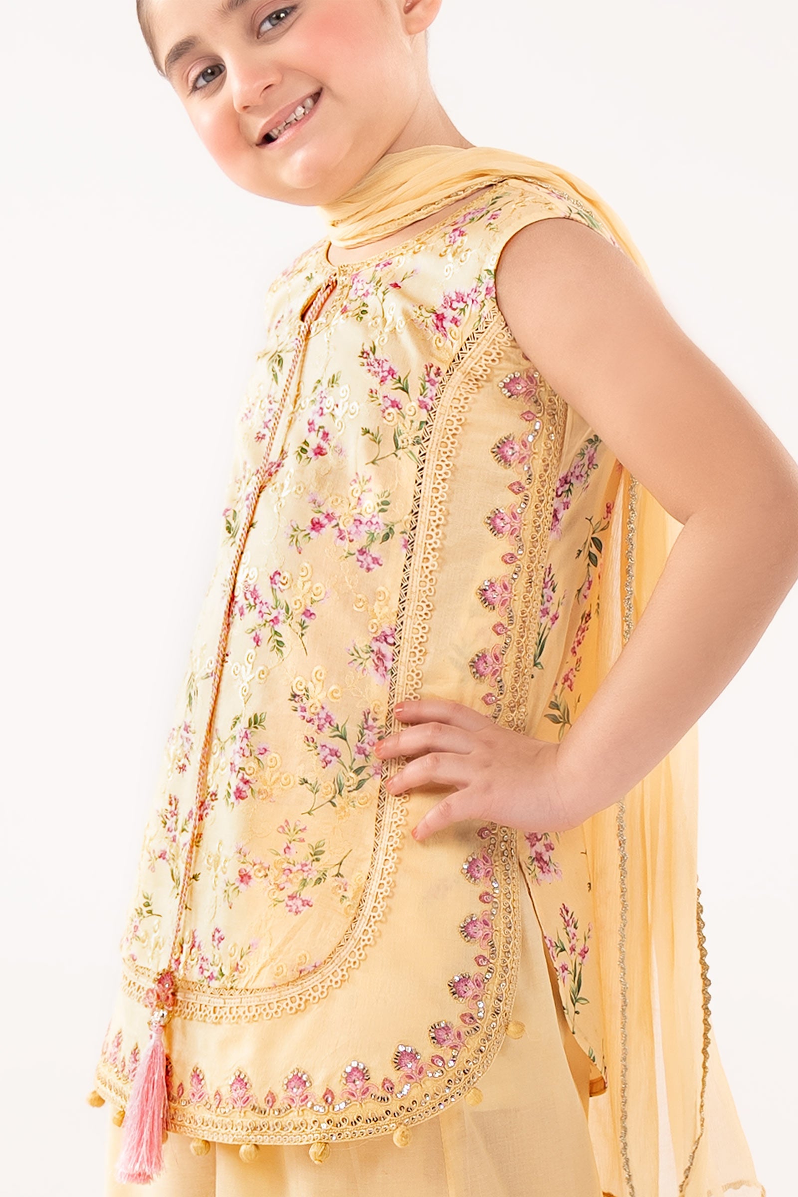kids-clothes-mkd-ef26-28-yellow by Maria B Kids - Designer Dress  - Type : KidsClothes - Available at Libasekhas UK - 100% Original 