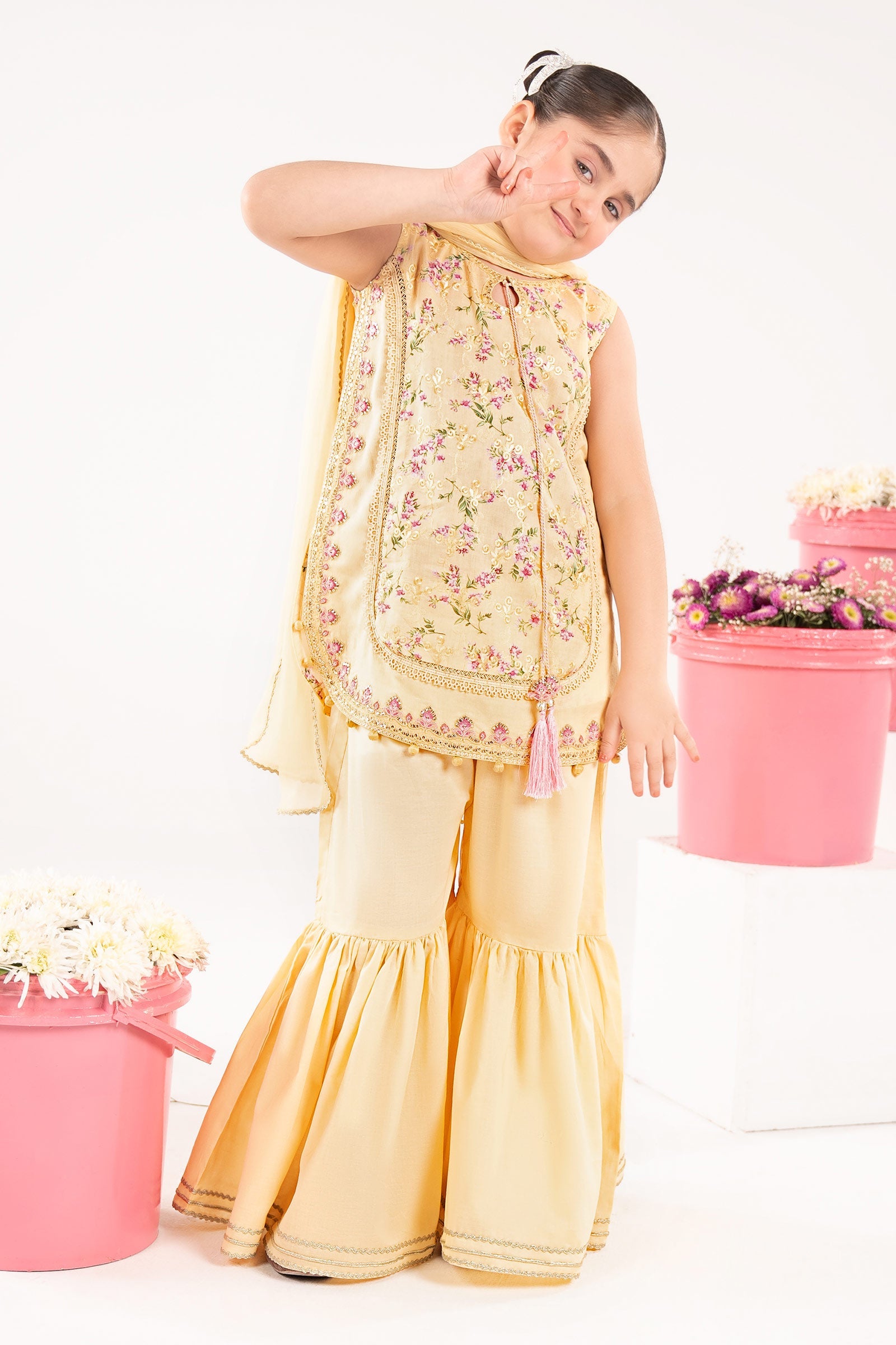 kids-clothes-mkd-ef26-28-yellow by Maria B Kids - Designer Dress  - Type : KidsClothes - Available at Libasekhas UK - 100% Original 