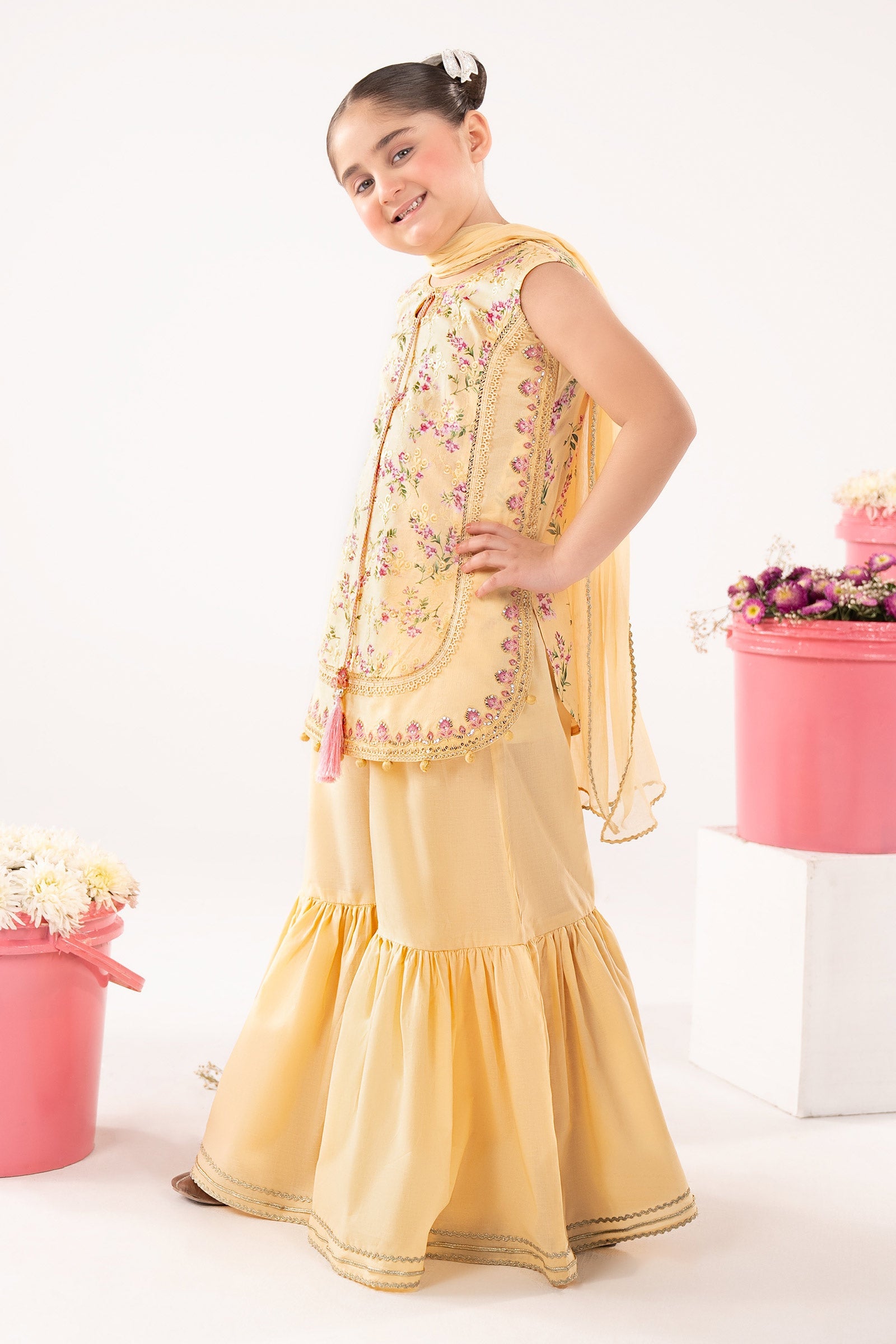 kids-clothes-mkd-ef26-28-yellow by Maria B Kids - Designer Dress  - Type : KidsClothes - Available at Libasekhas UK - 100% Original 