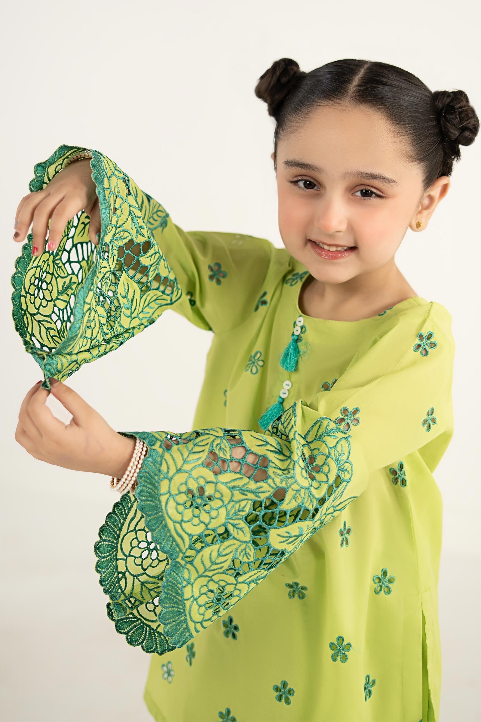 kids-clothes-mkd-ef26-30-green by Maria B Kids - Designer Dress  - Type : KidsClothes - Available at Libasekhas UK - 100% Original 