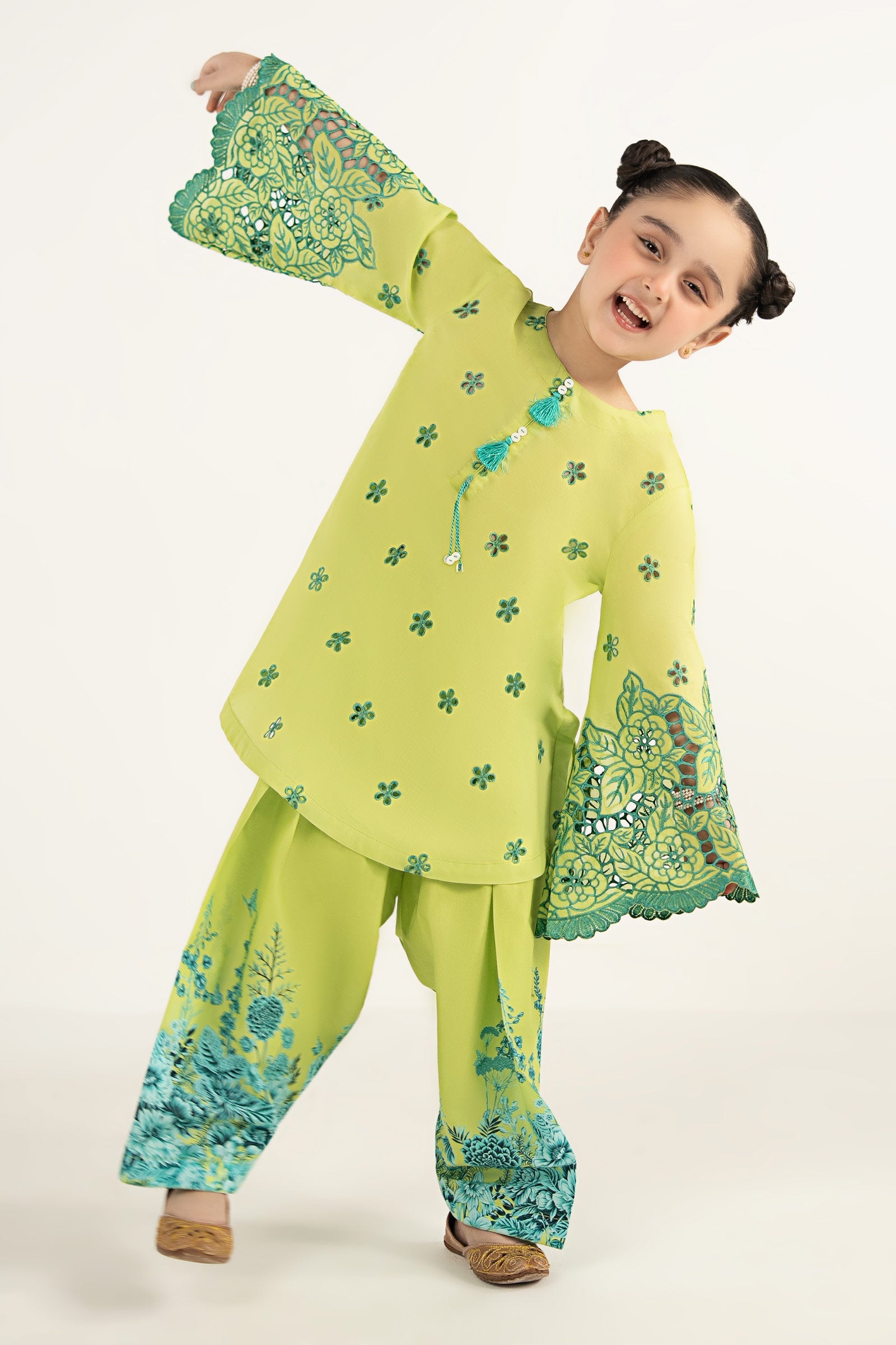 kids-clothes-mkd-ef26-30-green by Maria B Kids - Designer Dress  - Type : KidsClothes - Available at Libasekhas UK - 100% Original 