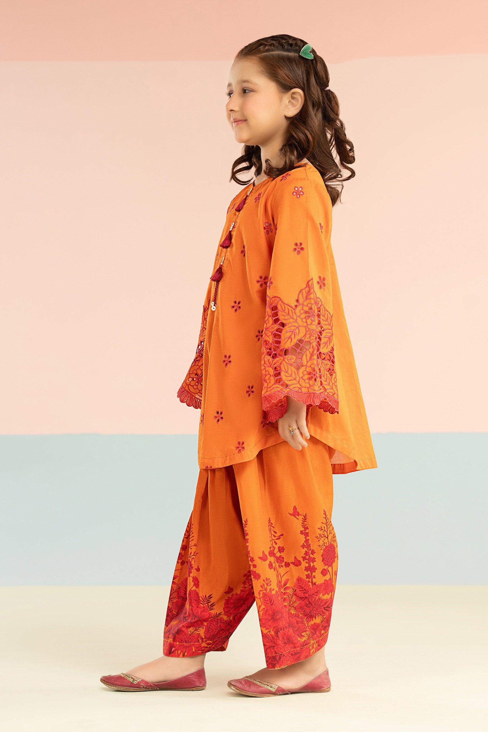 kids-clothes-mkd-ef26-30-orange by Maria B Kids - Designer Dress  - Type : KidsClothes - Available at Libasekhas UK - 100% Original 