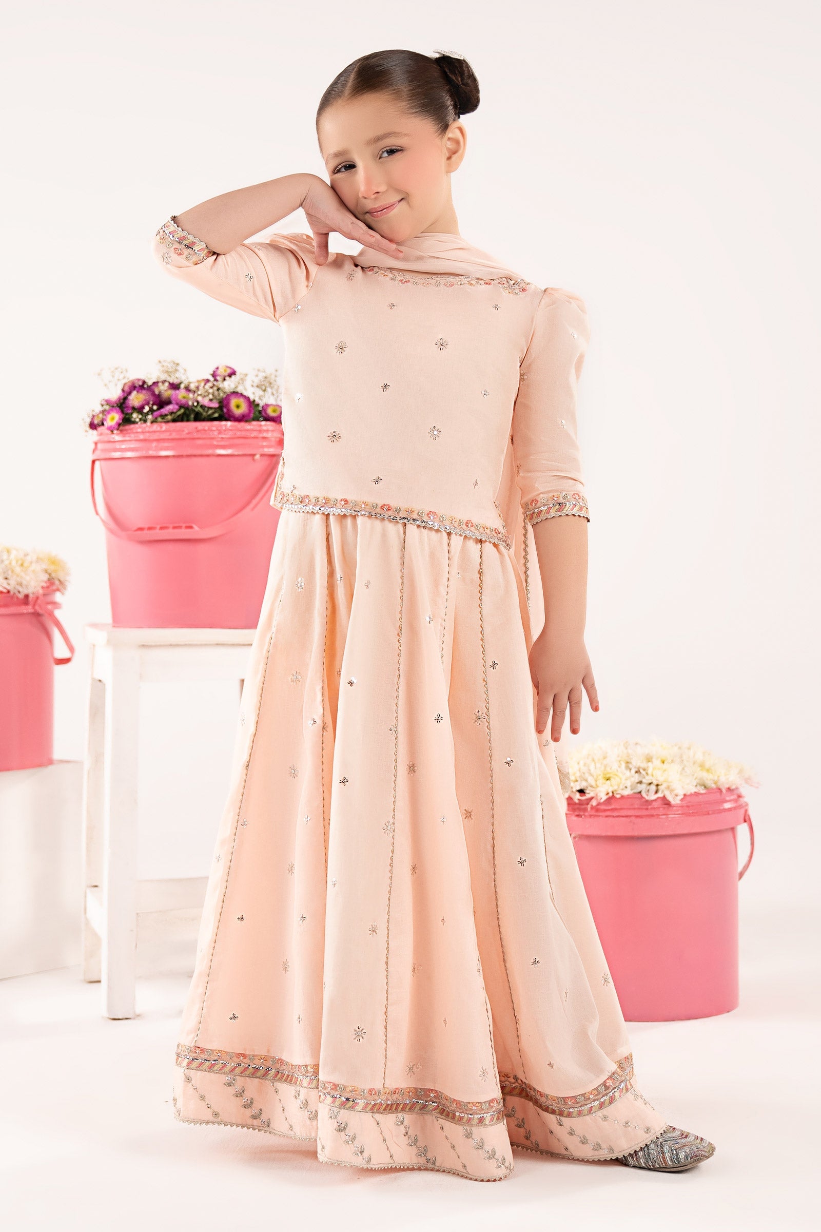 kids-clothes-mkd-ef26-46-baby-pink by Maria B Kids - Designer Dress  - Type : KidsClothes - Available at Libasekhas UK - 100% Original 