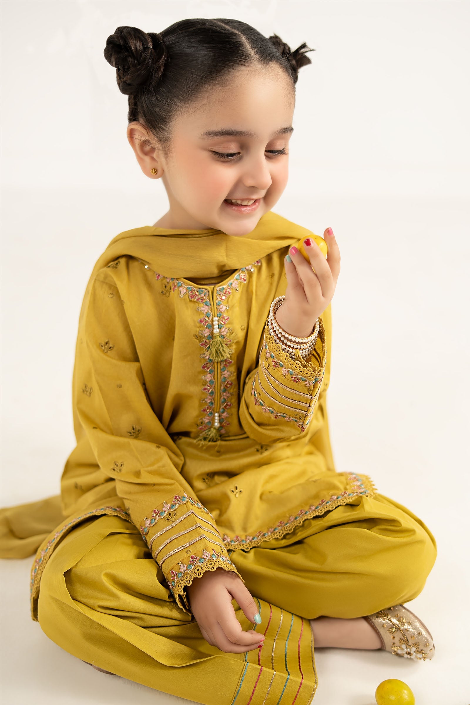 kids-clothes-mkd-ef26-48-mustard by Maria B Kids - Designer Dress  - Type : KidsClothes - Available at Libasekhas UK - 100% Original 
