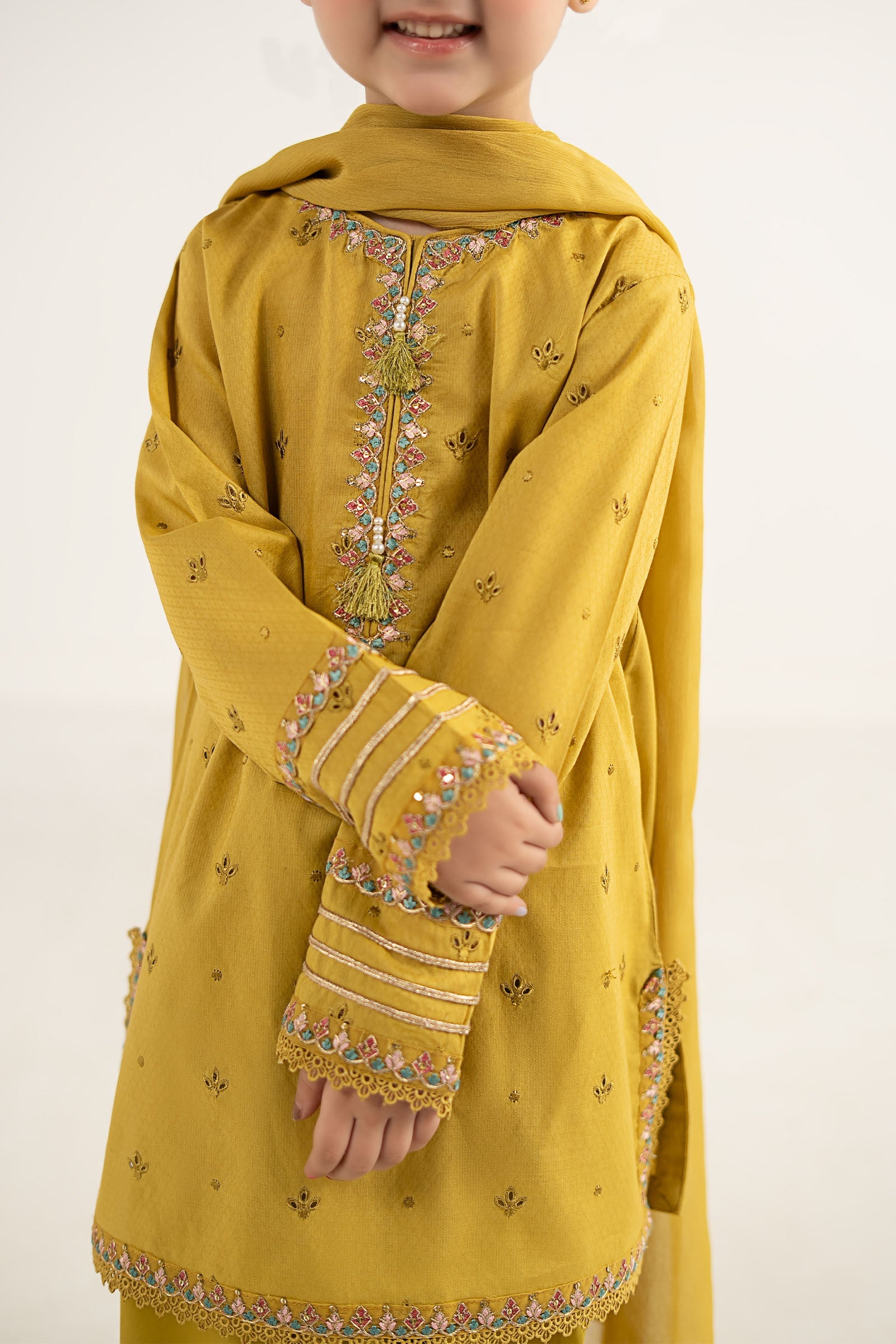 kids-clothes-mkd-ef26-48-mustard by Maria B Kids - Designer Dress  - Type : KidsClothes - Available at Libasekhas UK - 100% Original 