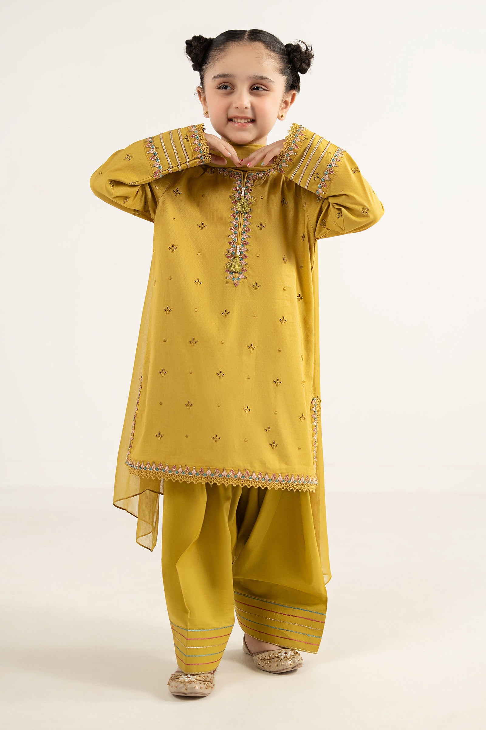 kids-clothes-mkd-ef26-48-mustard by Maria B Kids - Designer Dress  - Type : KidsClothes - Available at Libasekhas UK - 100% Original 