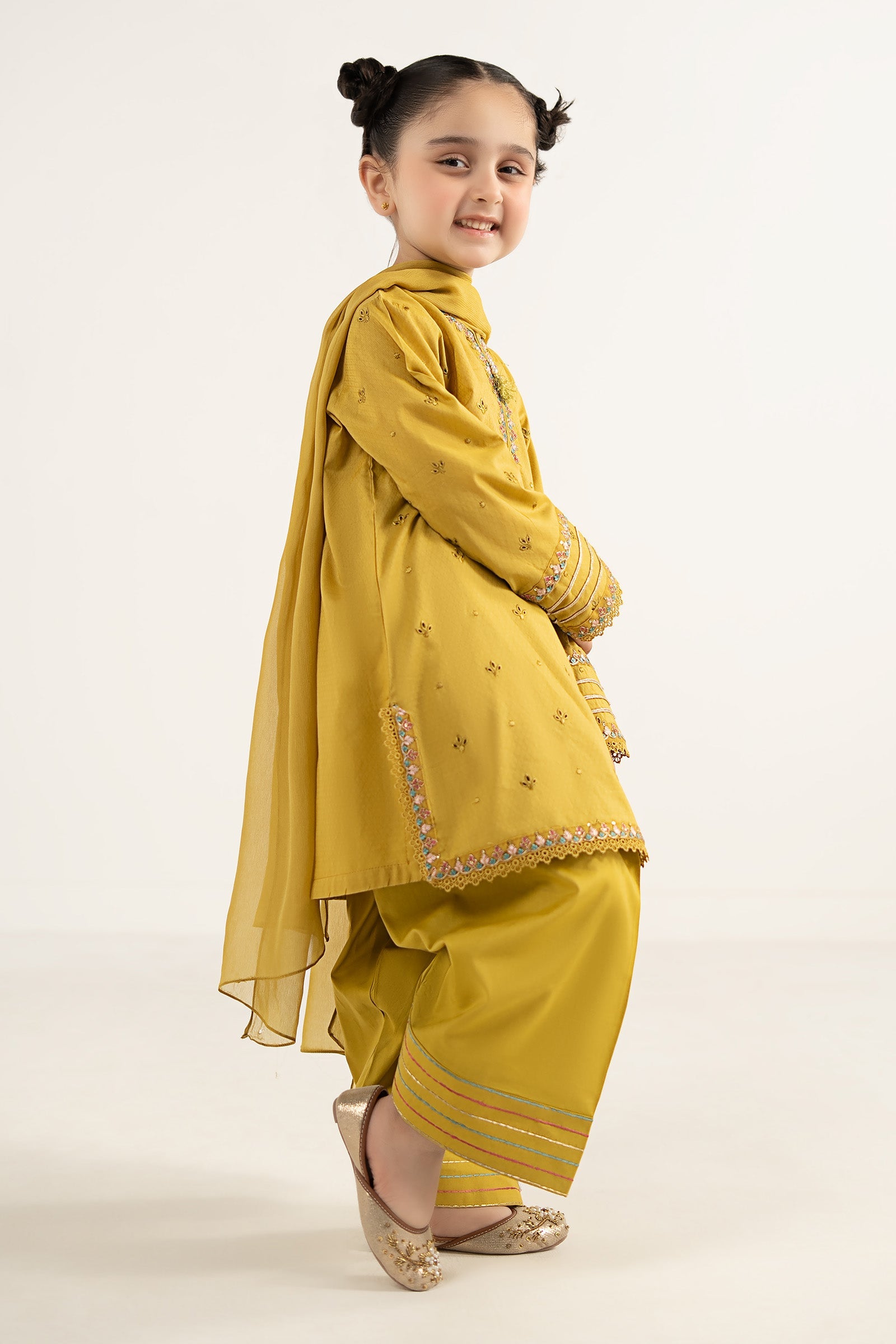 kids-clothes-mkd-ef26-48-mustard by Maria B Kids - Designer Dress  - Type : KidsClothes - Available at Libasekhas UK - 100% Original 