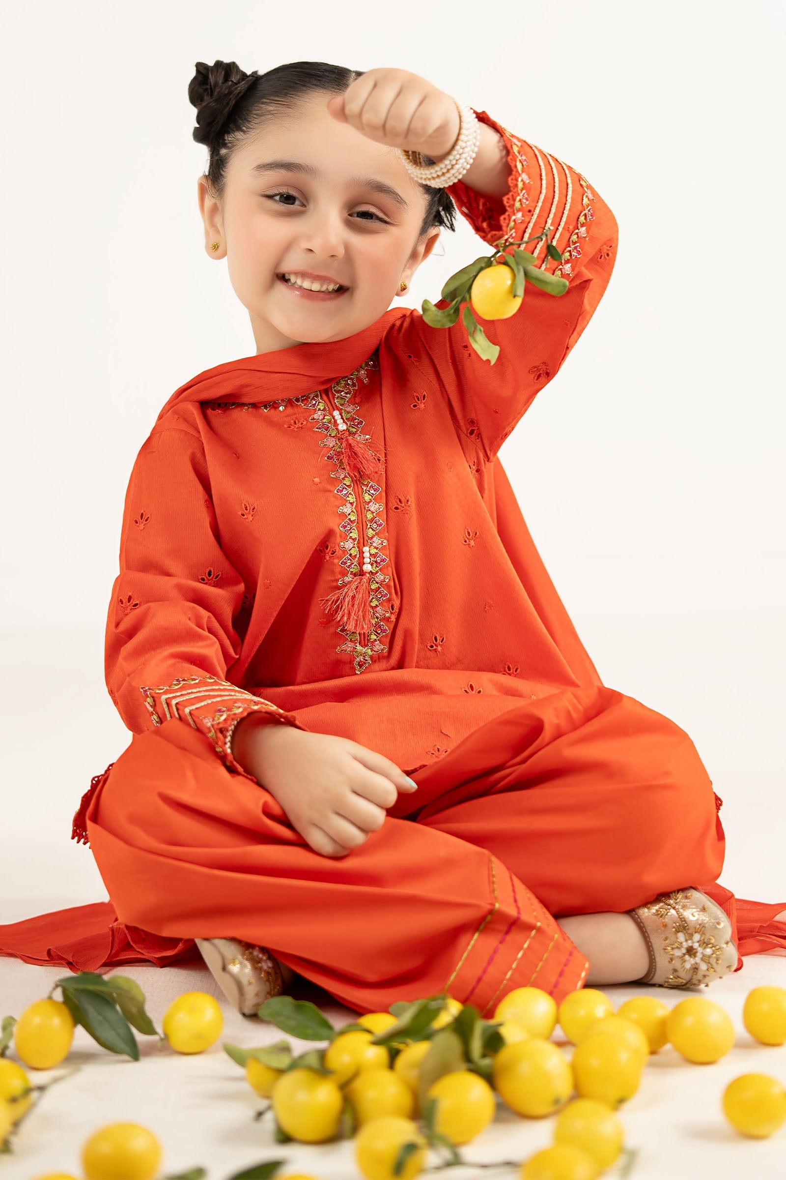 kids-clothes-mkd-ef26-48-orange by Maria B Kids - Designer Dress  - Type : KidsClothes - Available at Libasekhas UK - 100% Original 