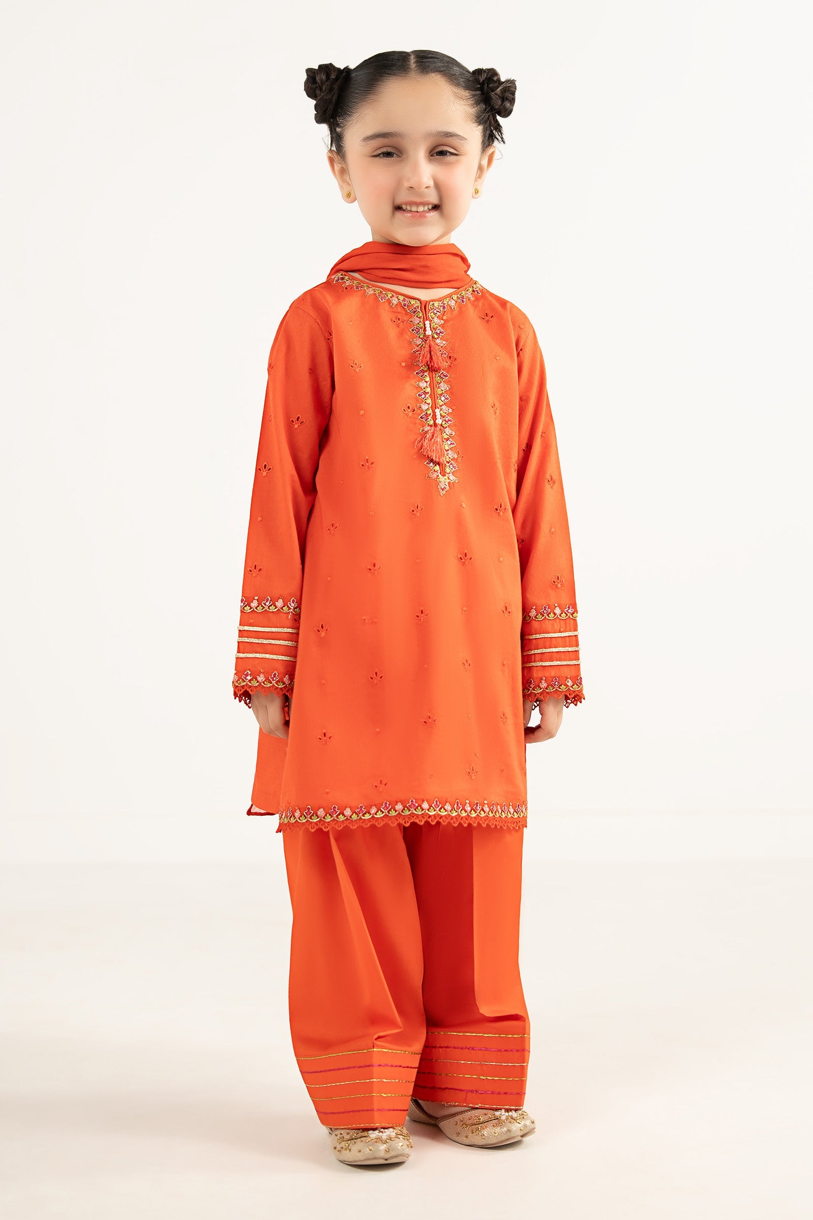 kids-clothes-mkd-ef26-48-orange by Maria B Kids - Designer Dress  - Type : KidsClothes - Available at Libasekhas UK - 100% Original 