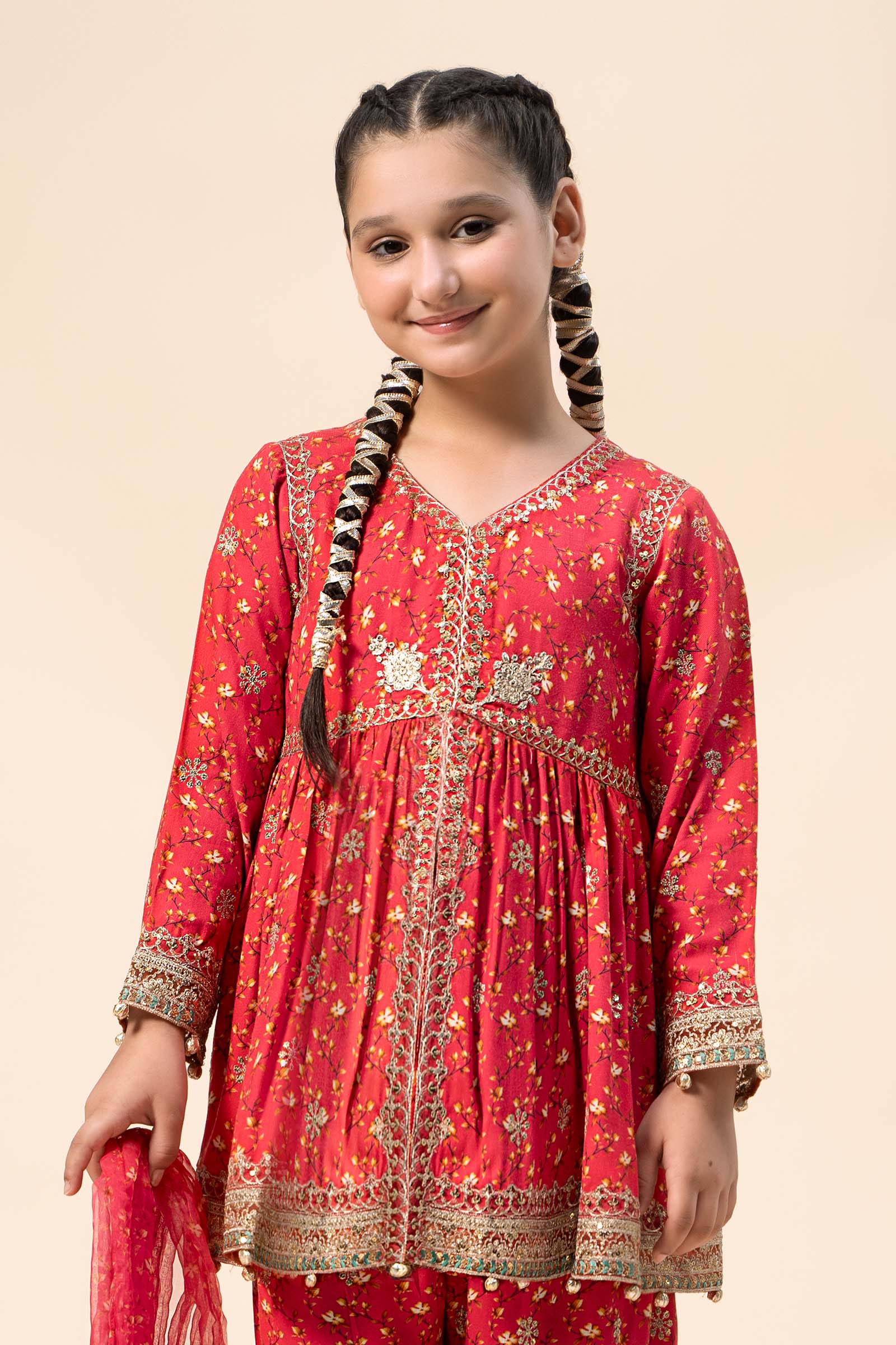Maria B | 3 Piece Embroidered Marina Twill Suit | MKD-W24-12 - by - Libasekhas UK - Registered Vendor of : Maria B - 100% Original Designer Dresss
