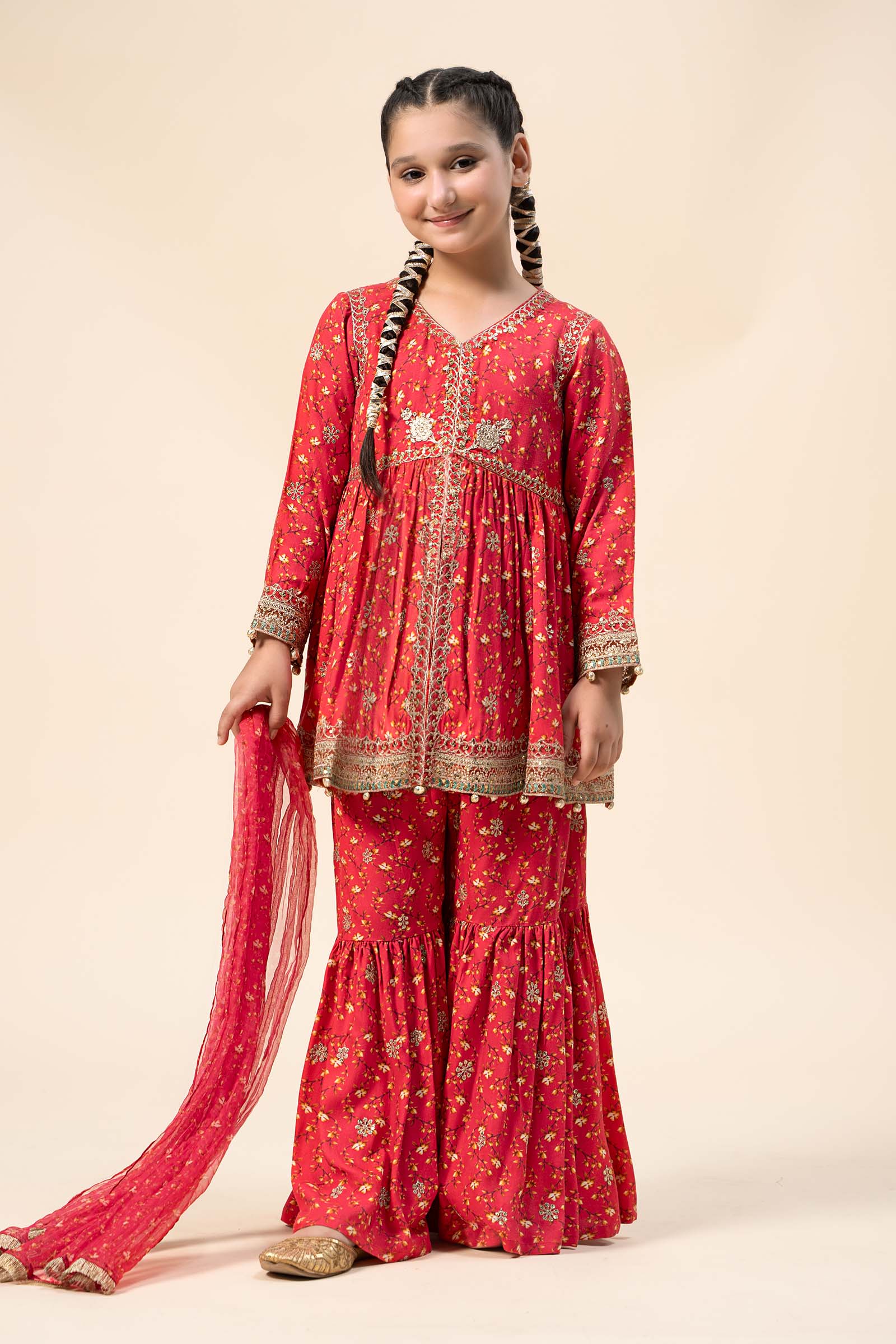 Maria B | 3 Piece Embroidered Marina Twill Suit | MKD-W24-12 - by - Libasekhas UK - Registered Vendor of : Maria B - 100% Original Designer Dresss