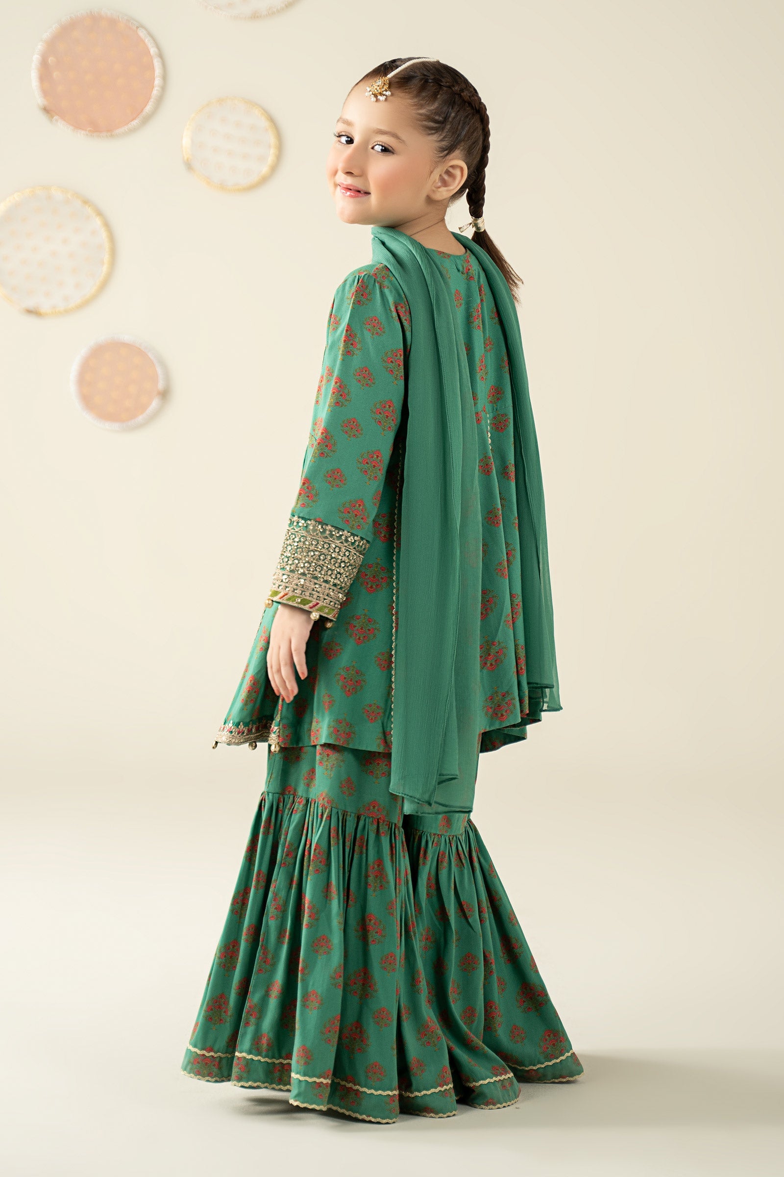 3 Piece Embroidered Linen Suit - Kids Clothing - available at Maria Faisal in UK and USA.