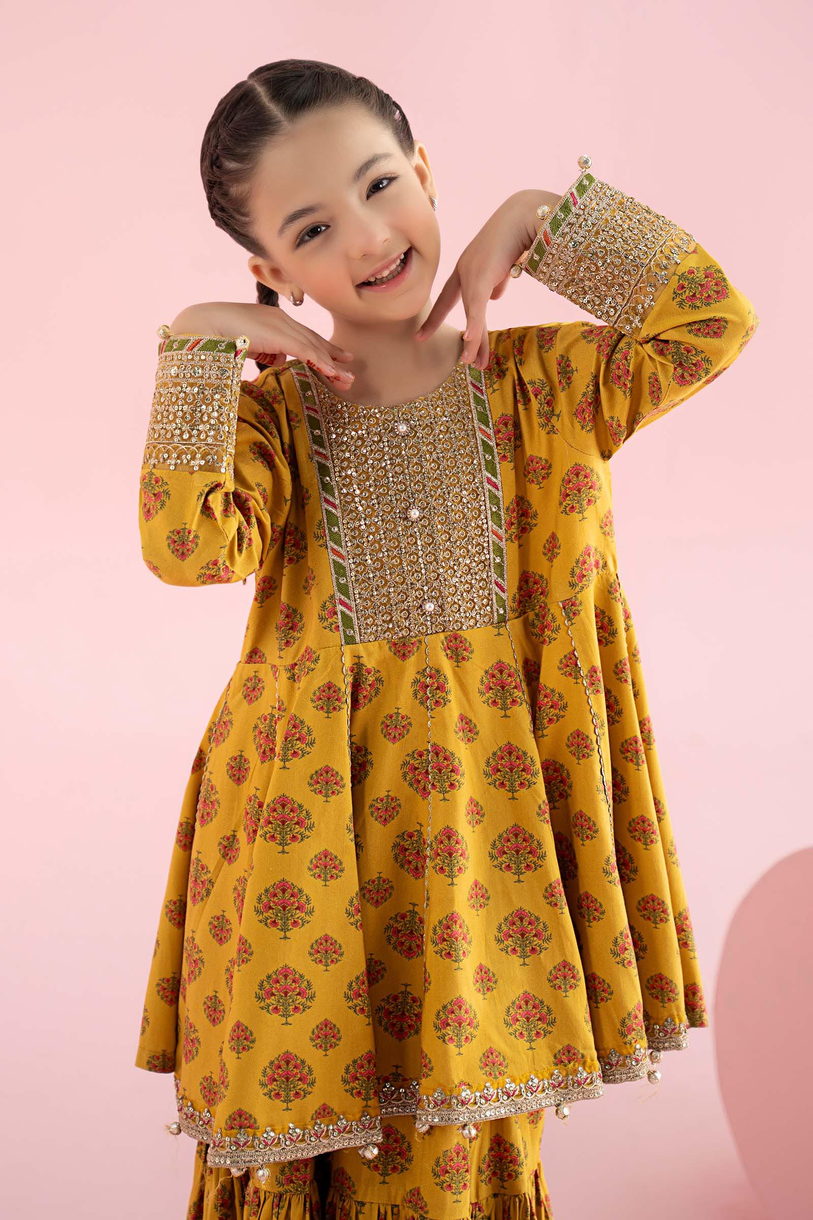 3 Piece Embroidered Linen Suit - Kids Clothing - available at Maria Faisal in UK and USA.