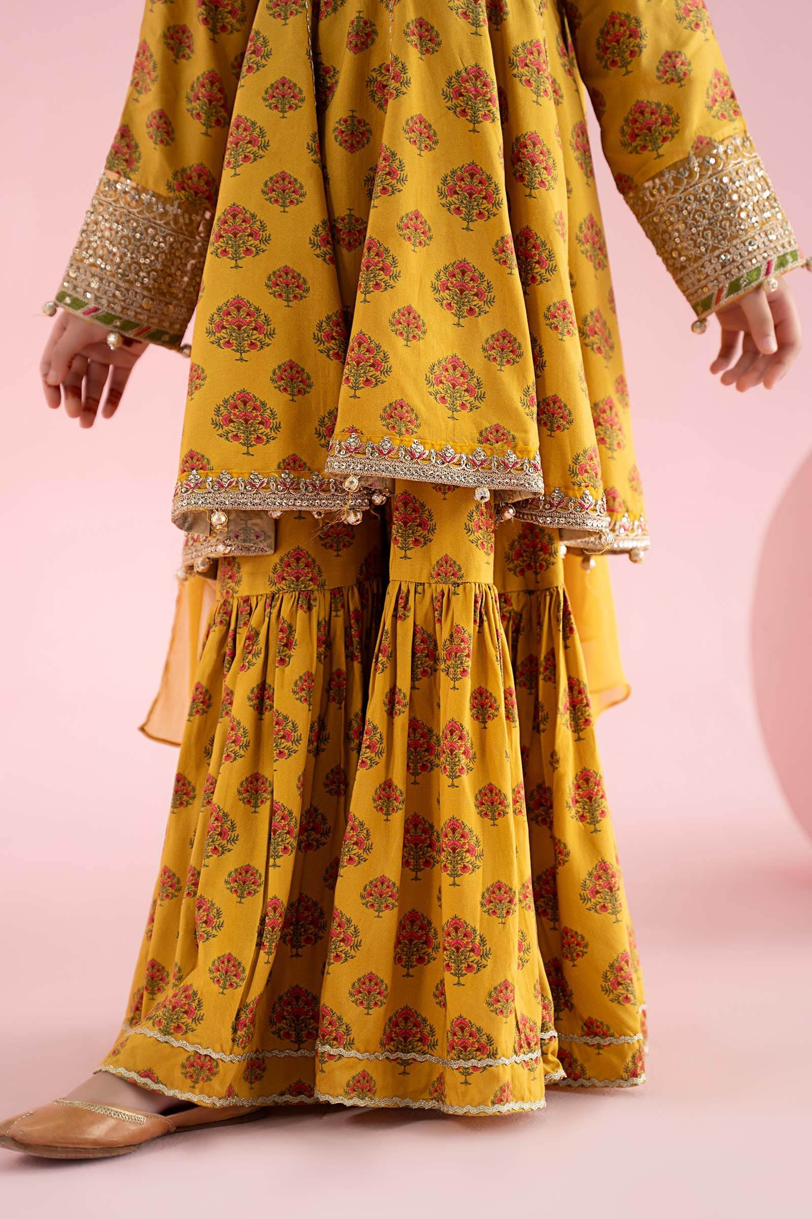 3 Piece Embroidered Linen Suit - Kids Clothing - available at Maria Faisal in UK and USA.