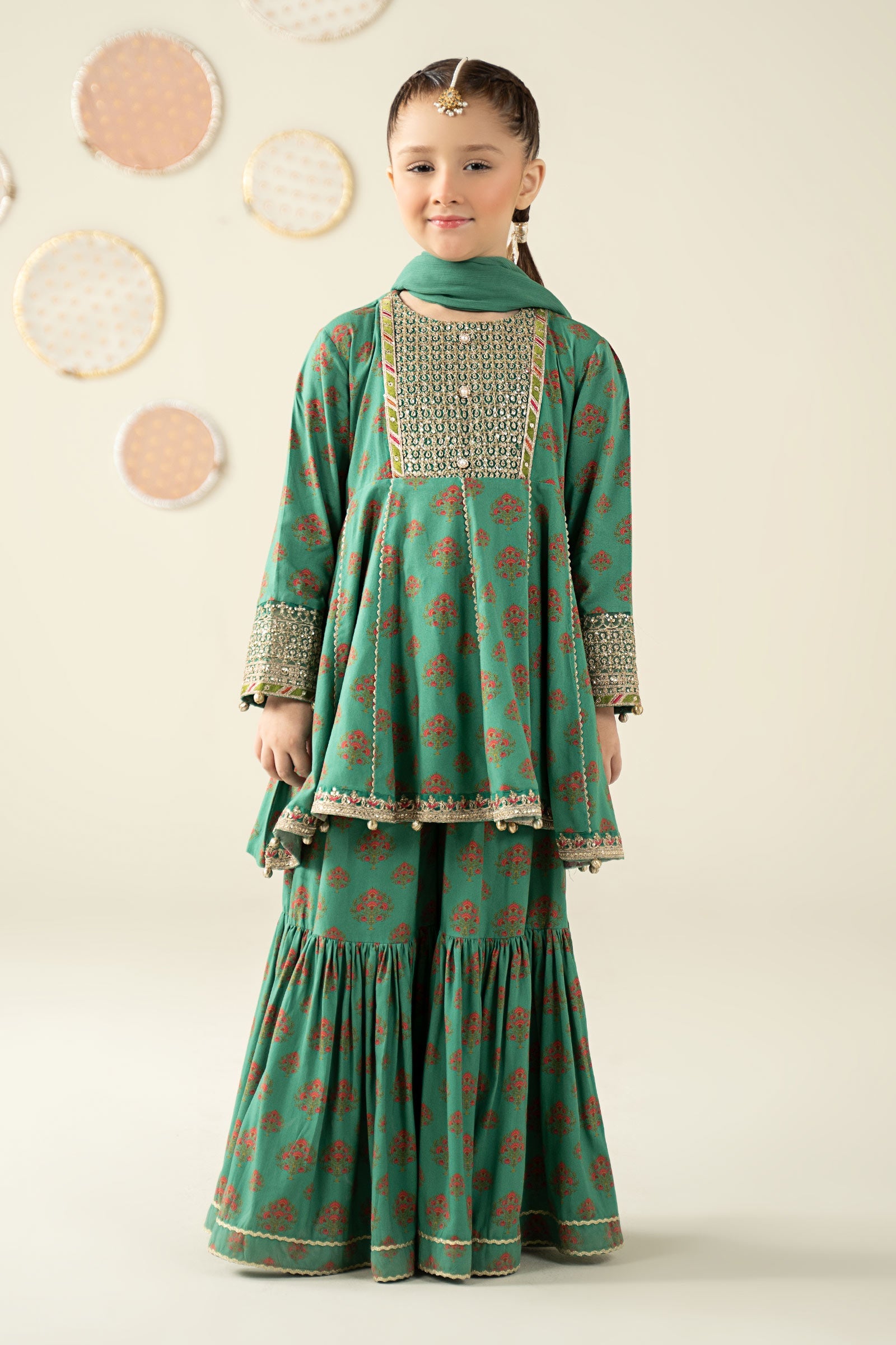 3 Piece Embroidered Linen Suit - Kids Clothing - available at Maria Faisal in UK and USA.
