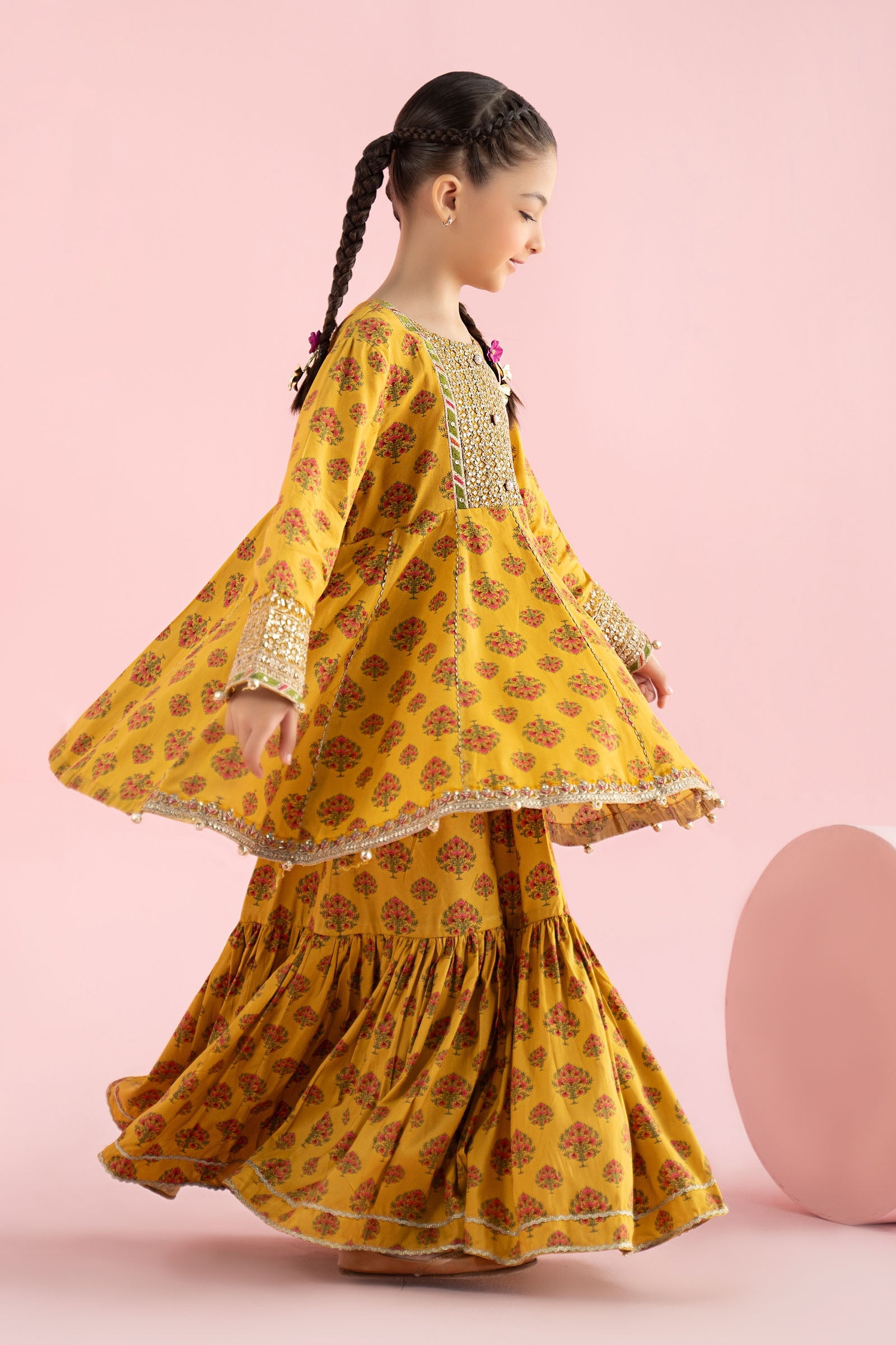 3 Piece Embroidered Linen Suit - Kids Clothing - available at Maria Faisal in UK and USA.