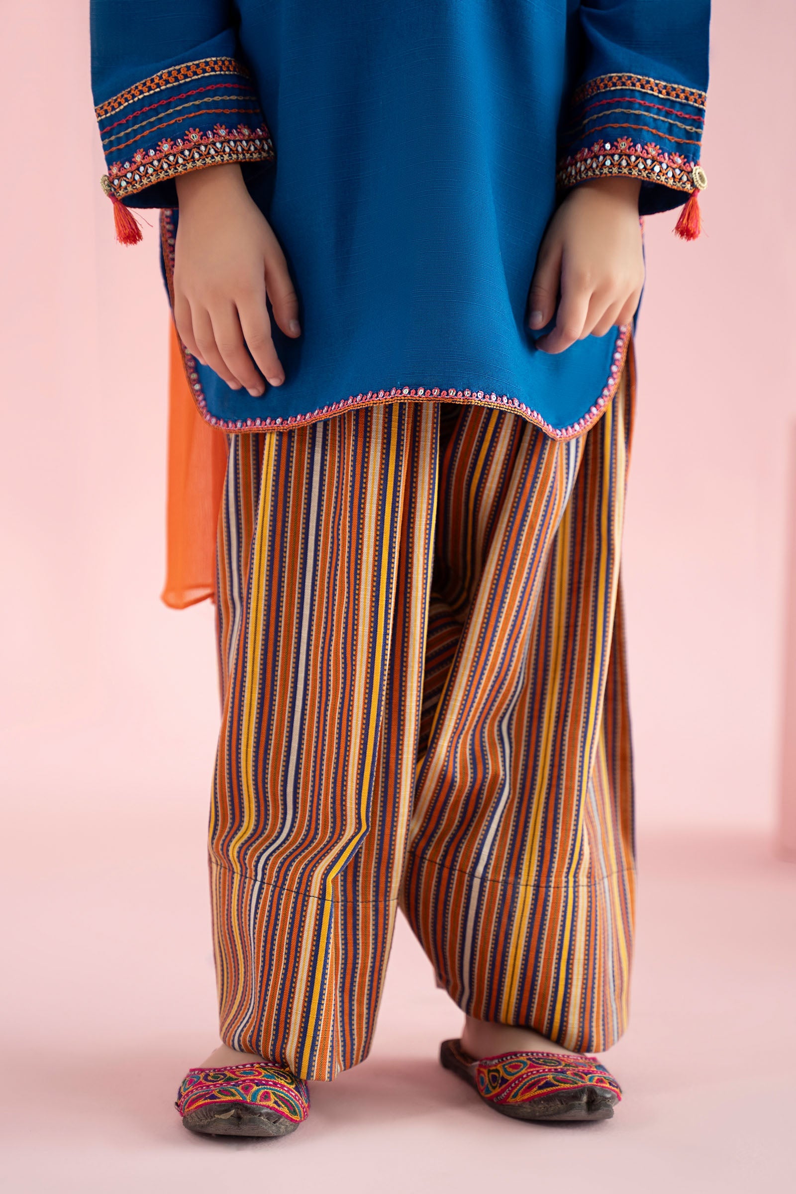 3 Piece Embroidered Slub Khaddar Suit - Kids Clothing - available at Maria Faisal in UK and USA.