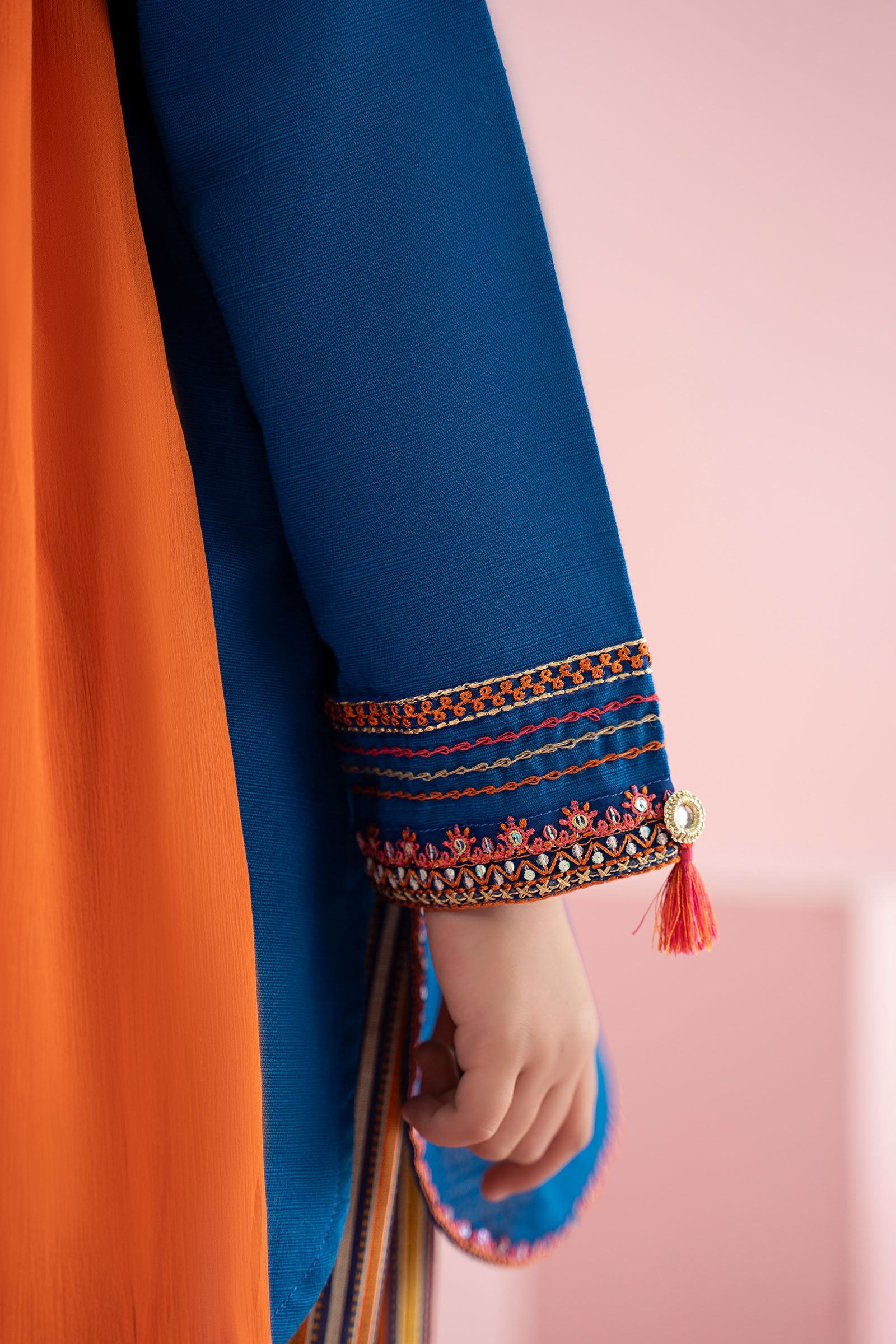 3 Piece Embroidered Slub Khaddar Suit - Kids Clothing - available at Maria Faisal in UK and USA.