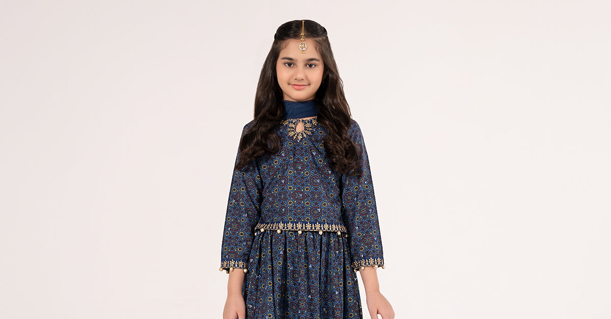 3 Piece Embroidered Slub Khaddar Suit - Kids Clothing - available at Maria Faisal in UK and USA.