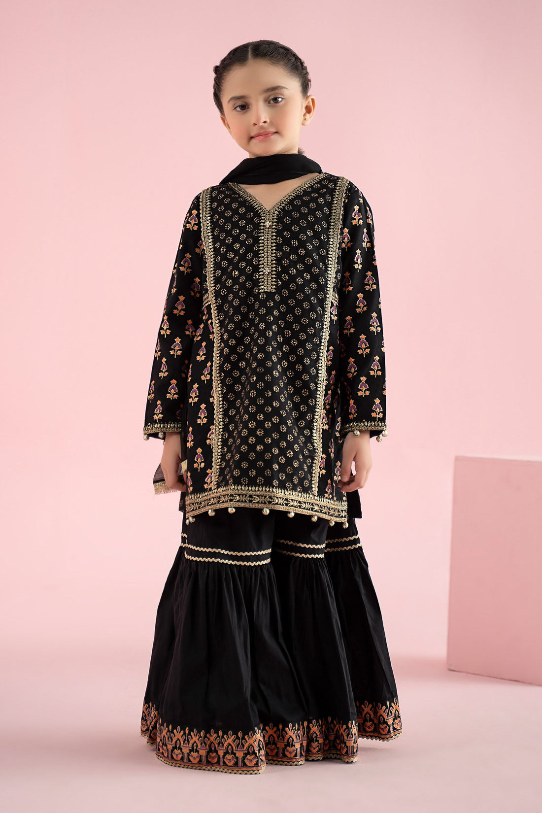 3 Piece Embroidered Karandi Suit - Kids Clothing - available at Maria Faisal in UK and USA.