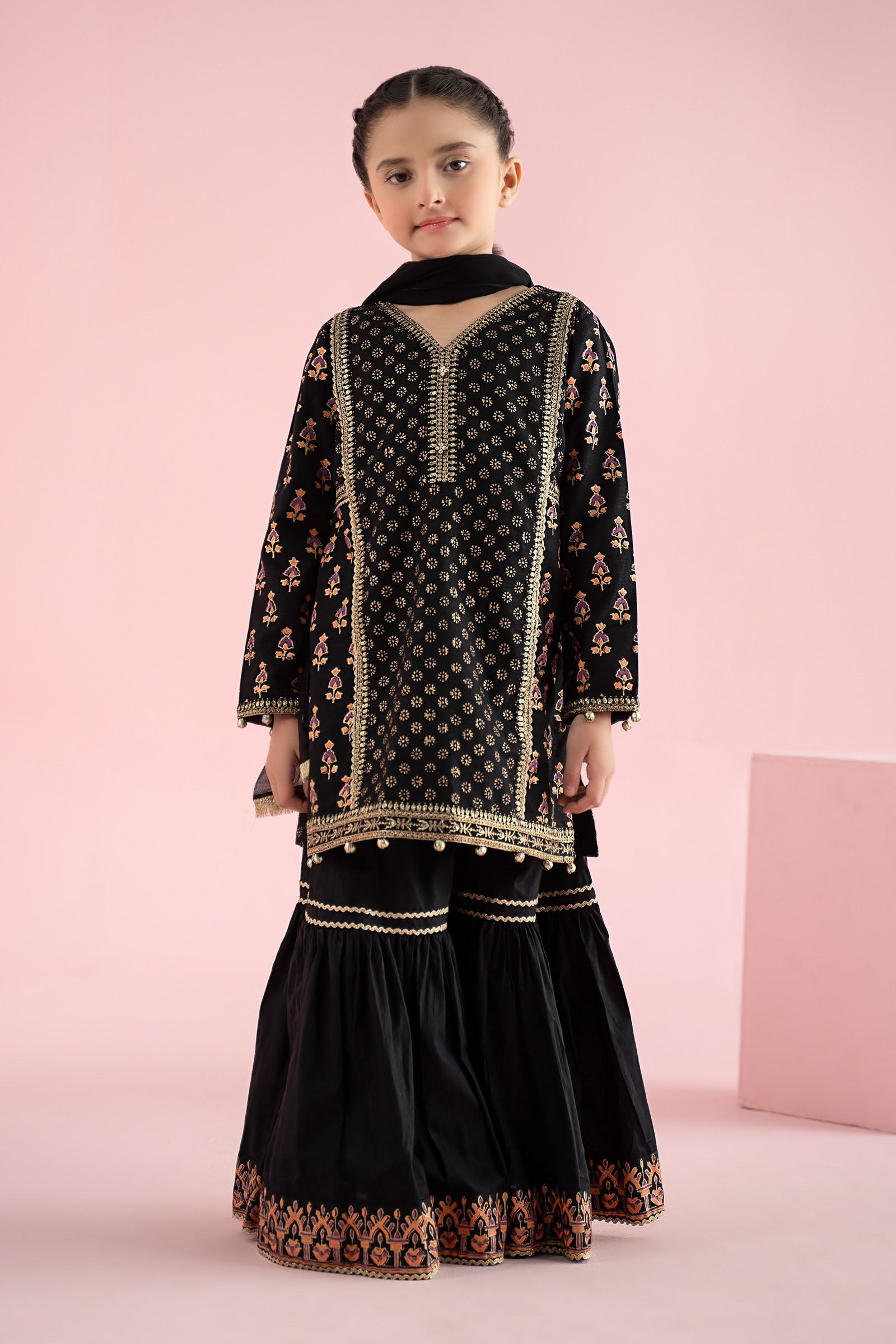 3 Piece Embroidered Karandi Suit - Kids Clothing - available at Maria Faisal in UK and USA.