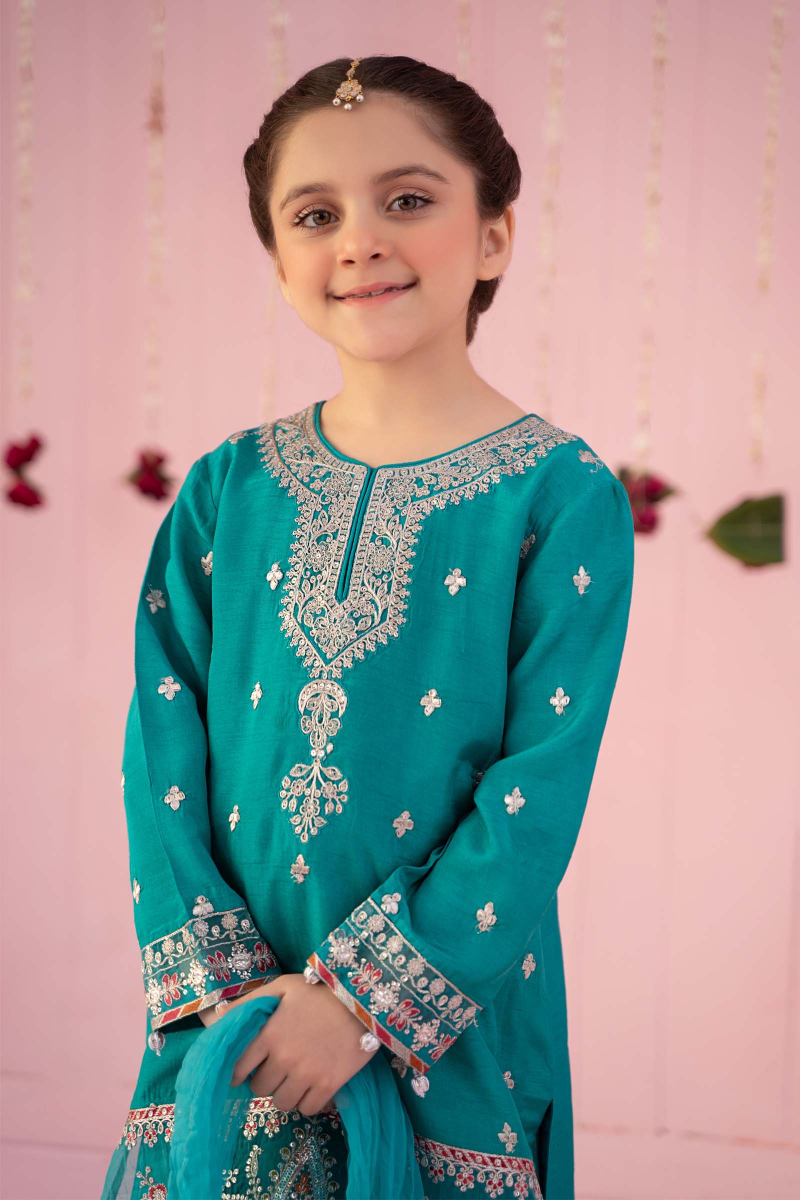 Maria B | 3 Piece Embroidered Raw Silk Suit | MKS-EF24-09 - by - Libasekhas UK - Registered Vendor of : Maria B - 100% Original Designer Dresss