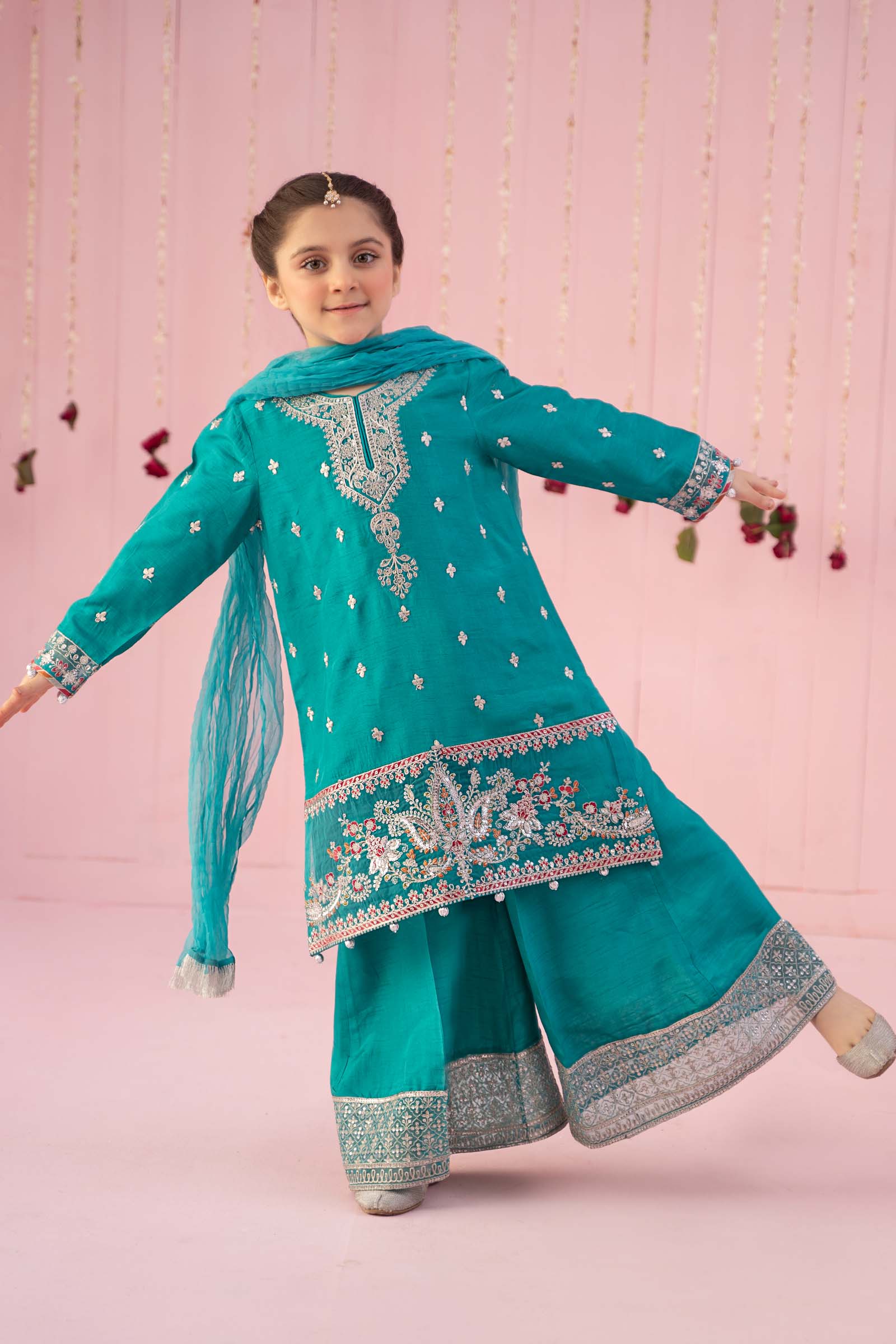Maria B | 3 Piece Embroidered Raw Silk Suit | MKS-EF24-09 - by - Libasekhas UK - Registered Vendor of : Maria B - 100% Original Designer Dresss